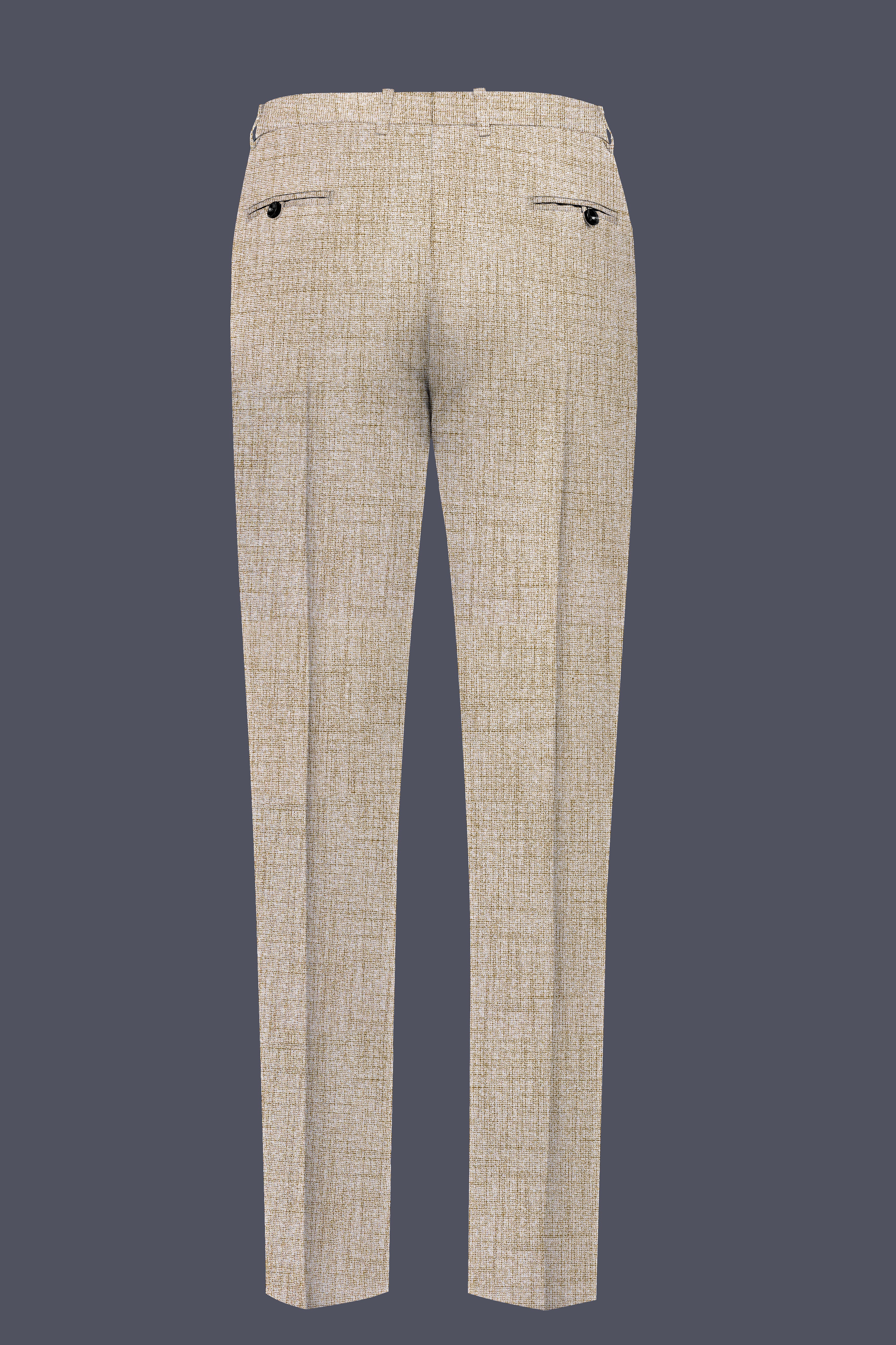 Auricrem-Martini Cream Textured Wool Rich Stretchable Waistband Pant
