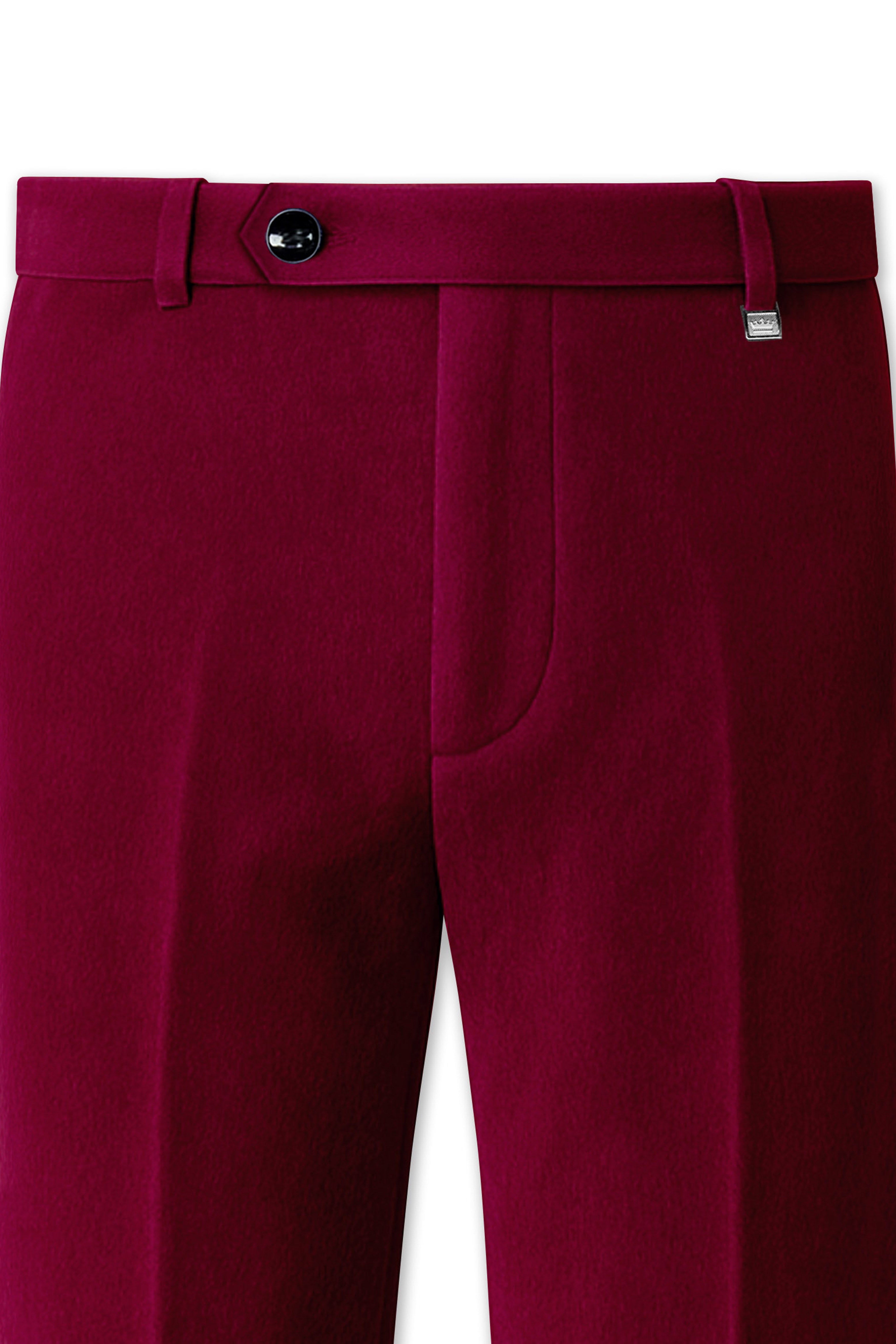 Marcrest-Castro maroon Velvet Stretchable Waistband Pant