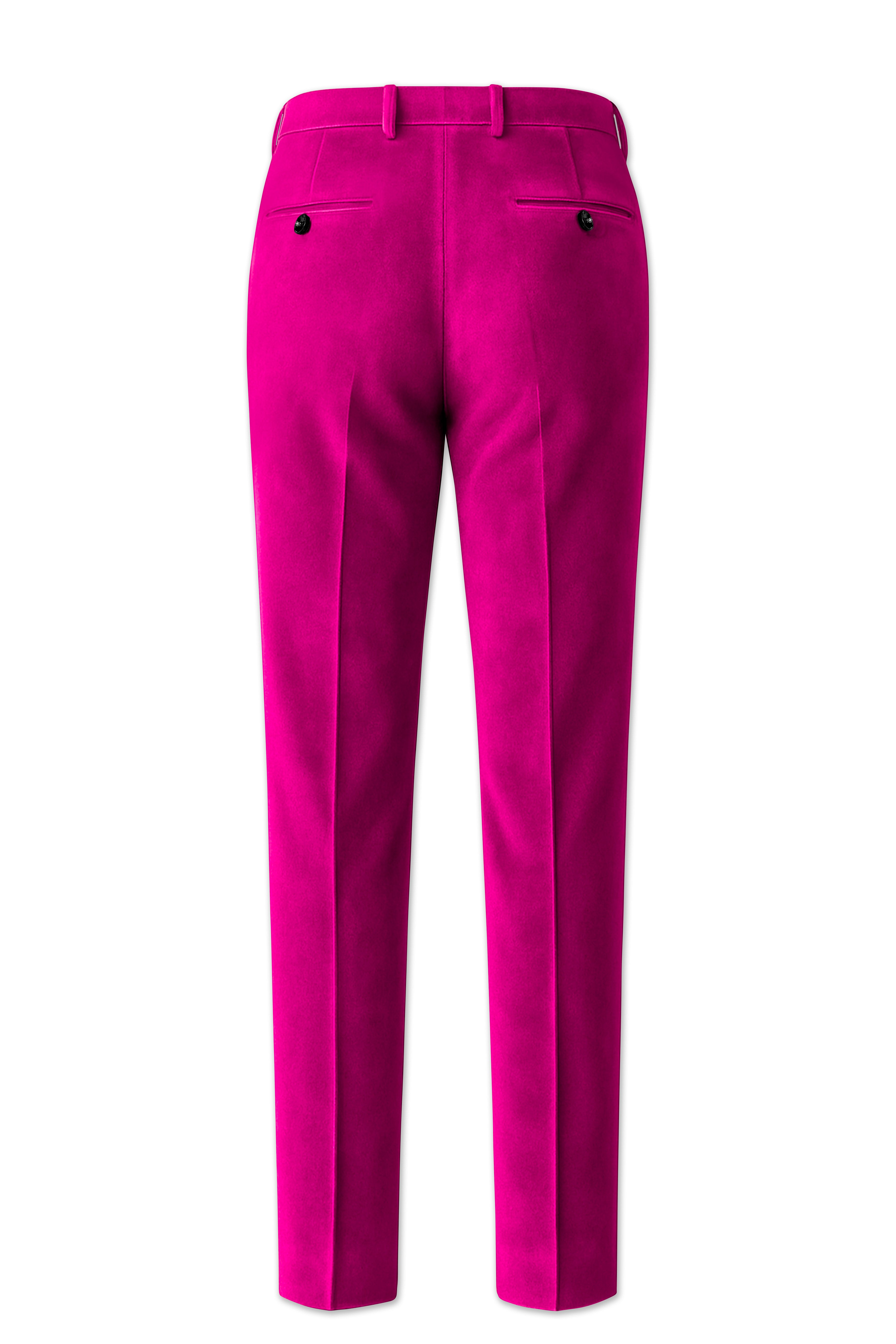 Rosivell-Fuchsia Pink Velvet Stretchable Waistband Pant
