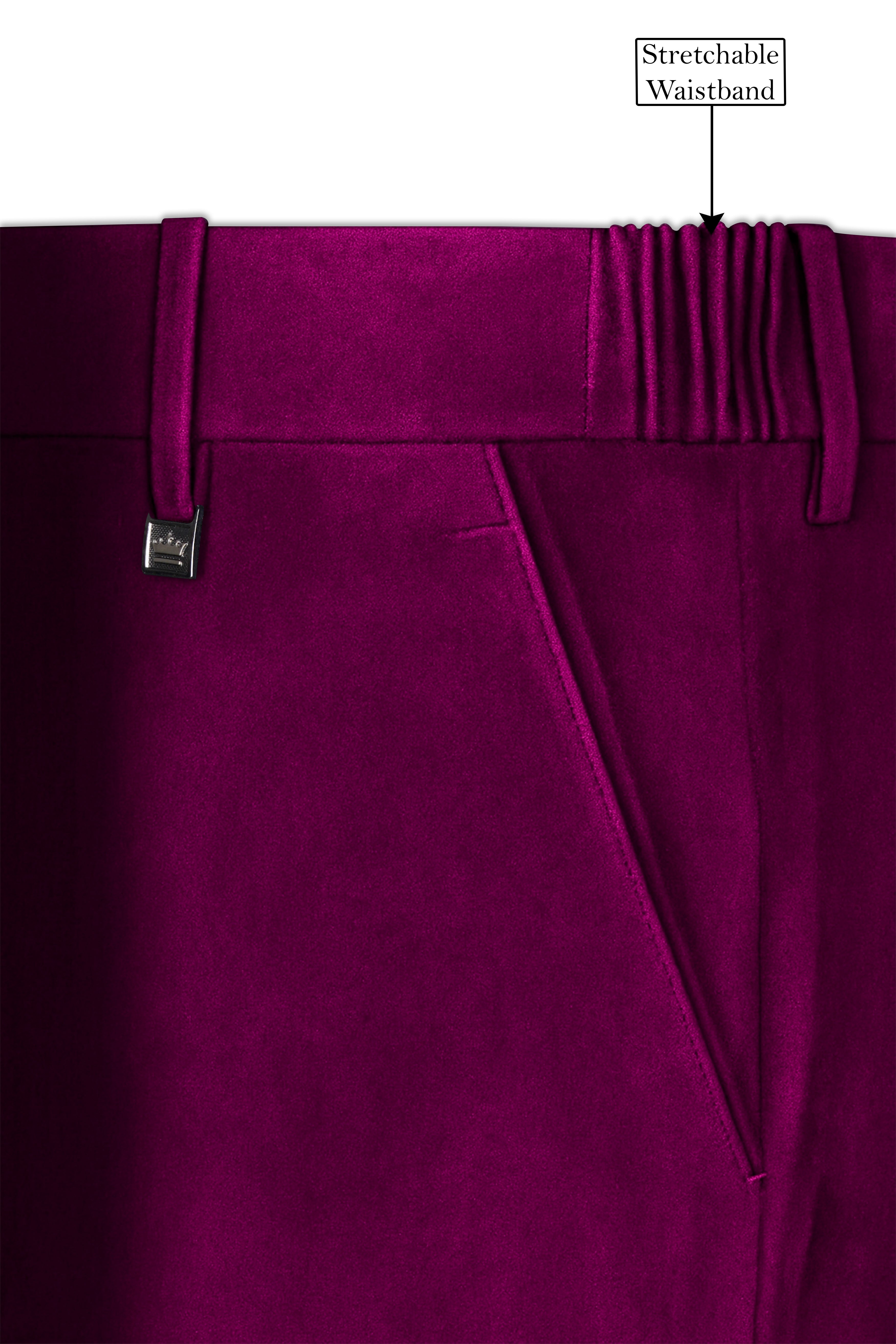 Velcrimora-Mulberry Purple Velvet Stretchable Waistband Pant