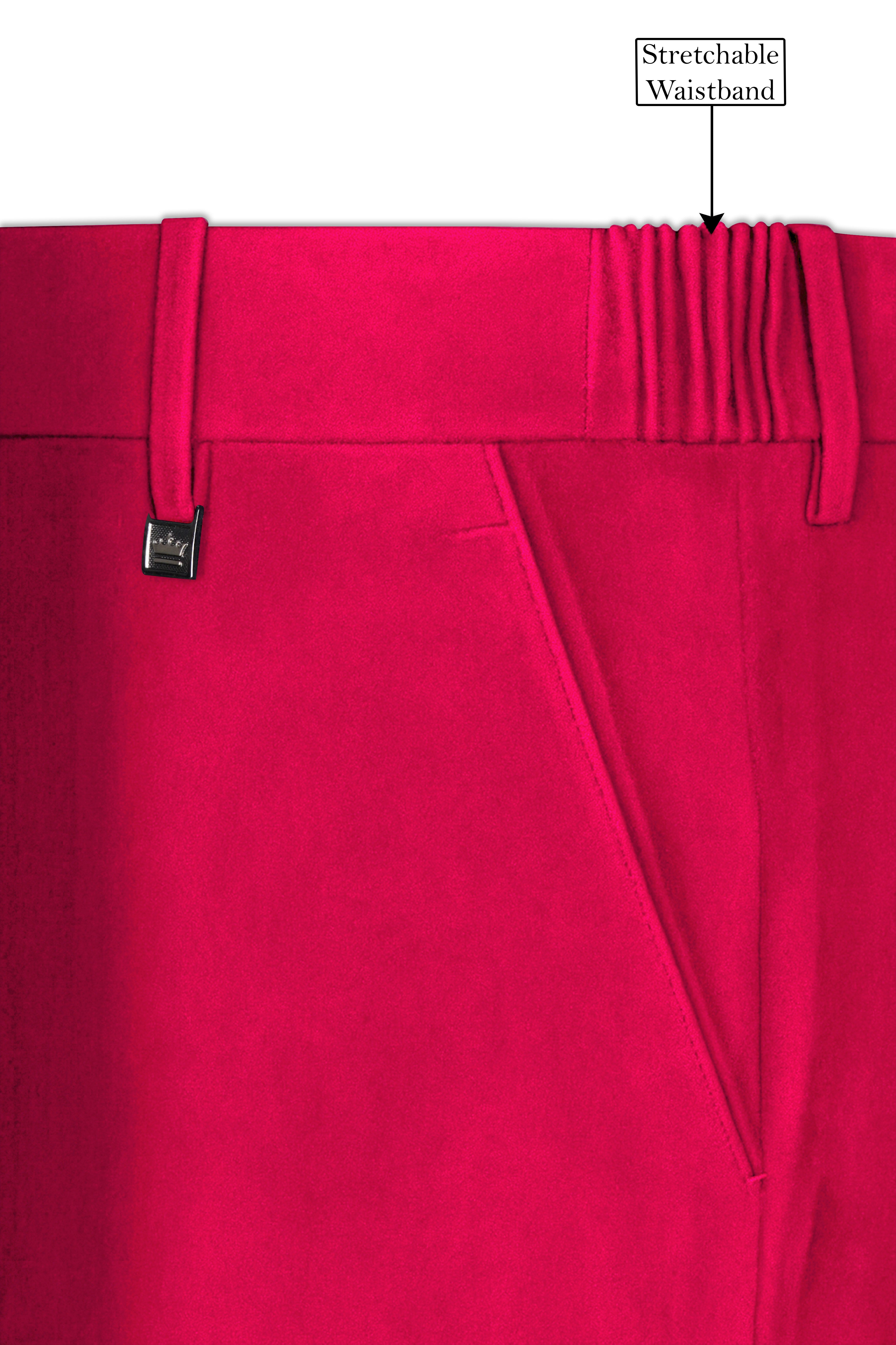 Shivelle-Shiraz Pink Velvet Stretchable Waistband Pant