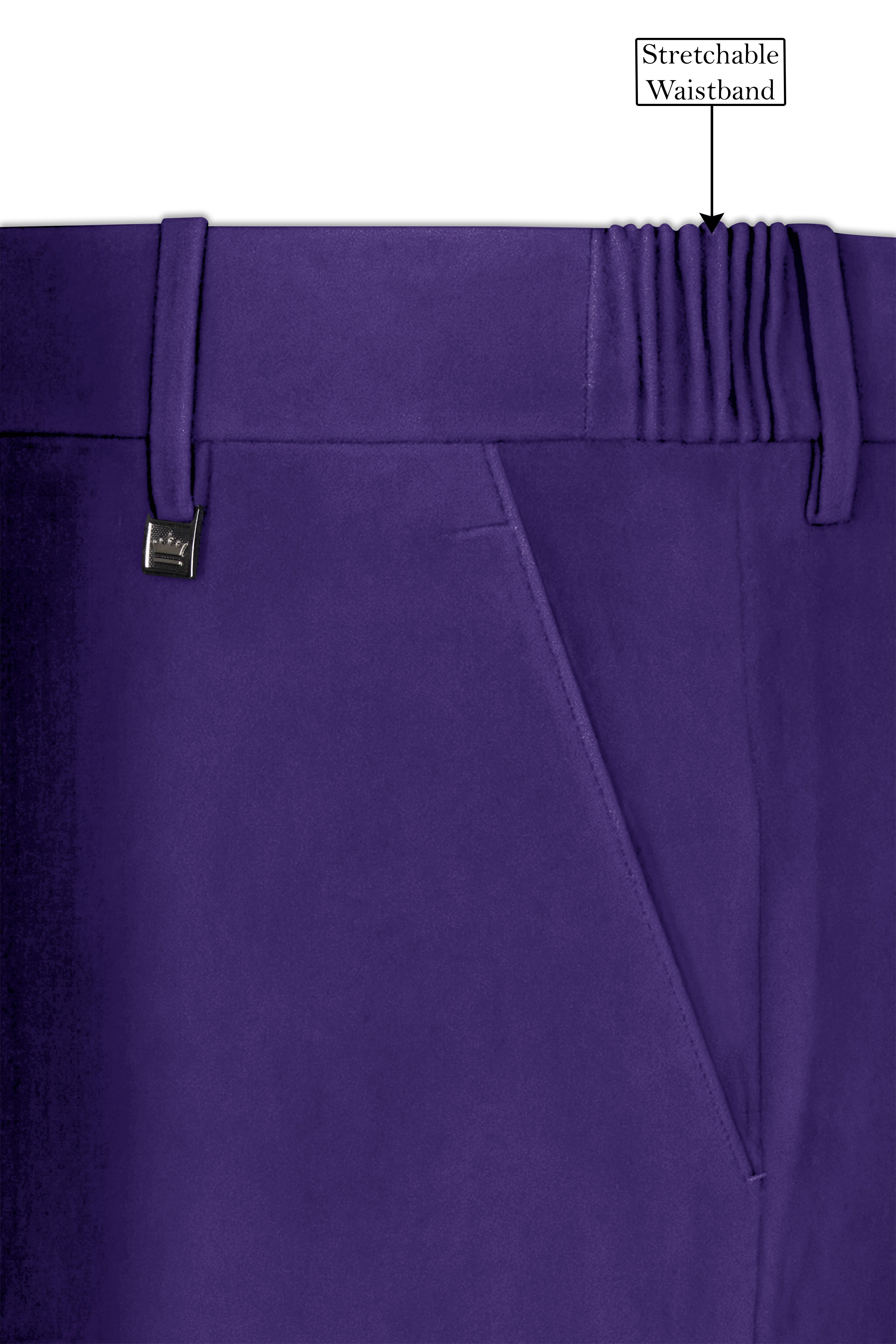 Velaris-Jacarta Purple Velvet Stretchable Waistband Pant