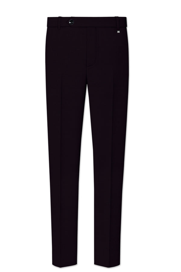 Noctivra-Cinder Black Wool Rich Stretchable Waistband Pant