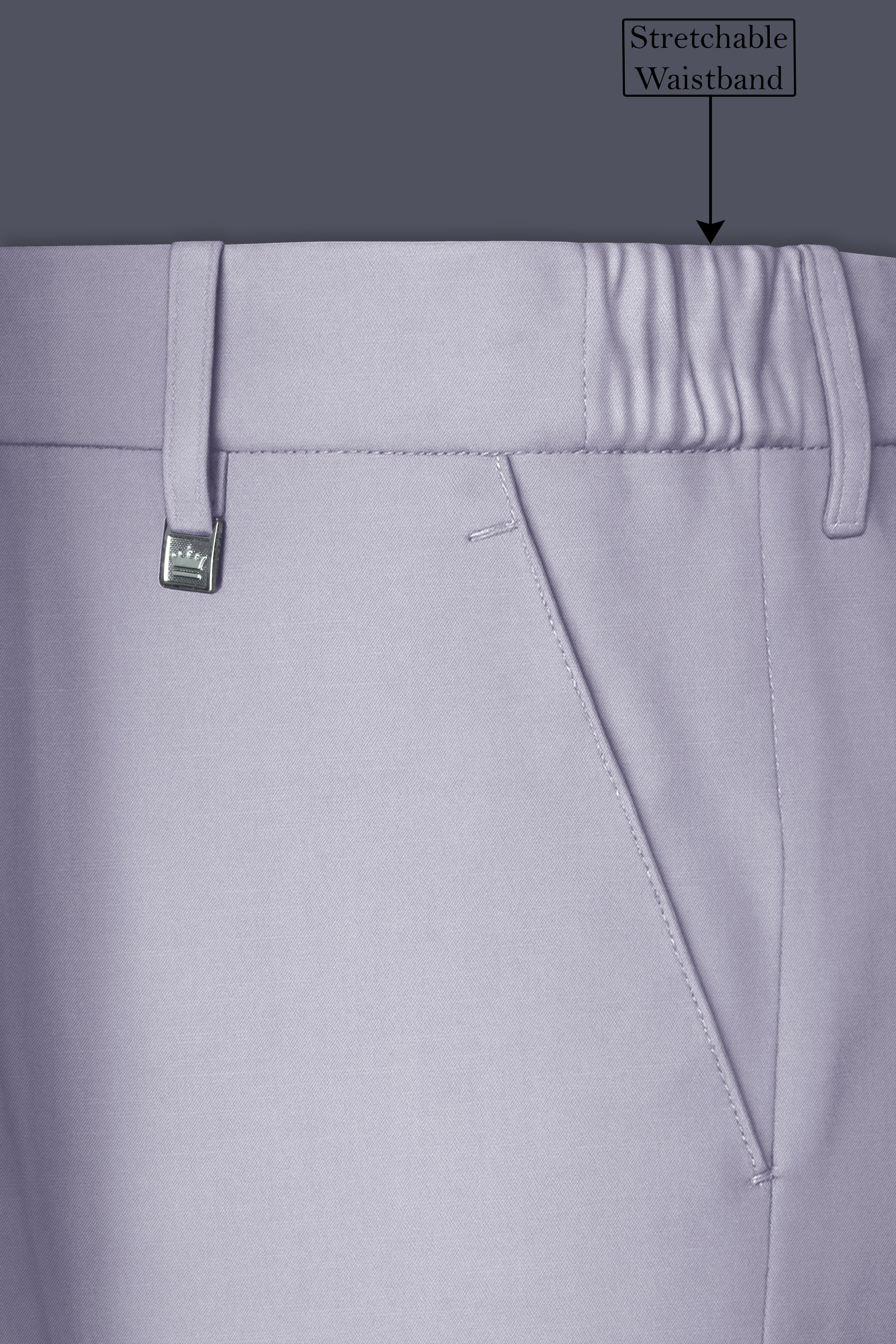 Mistivell-Mountain Mist Gray Wool Rich Stretchable Waistband Pant