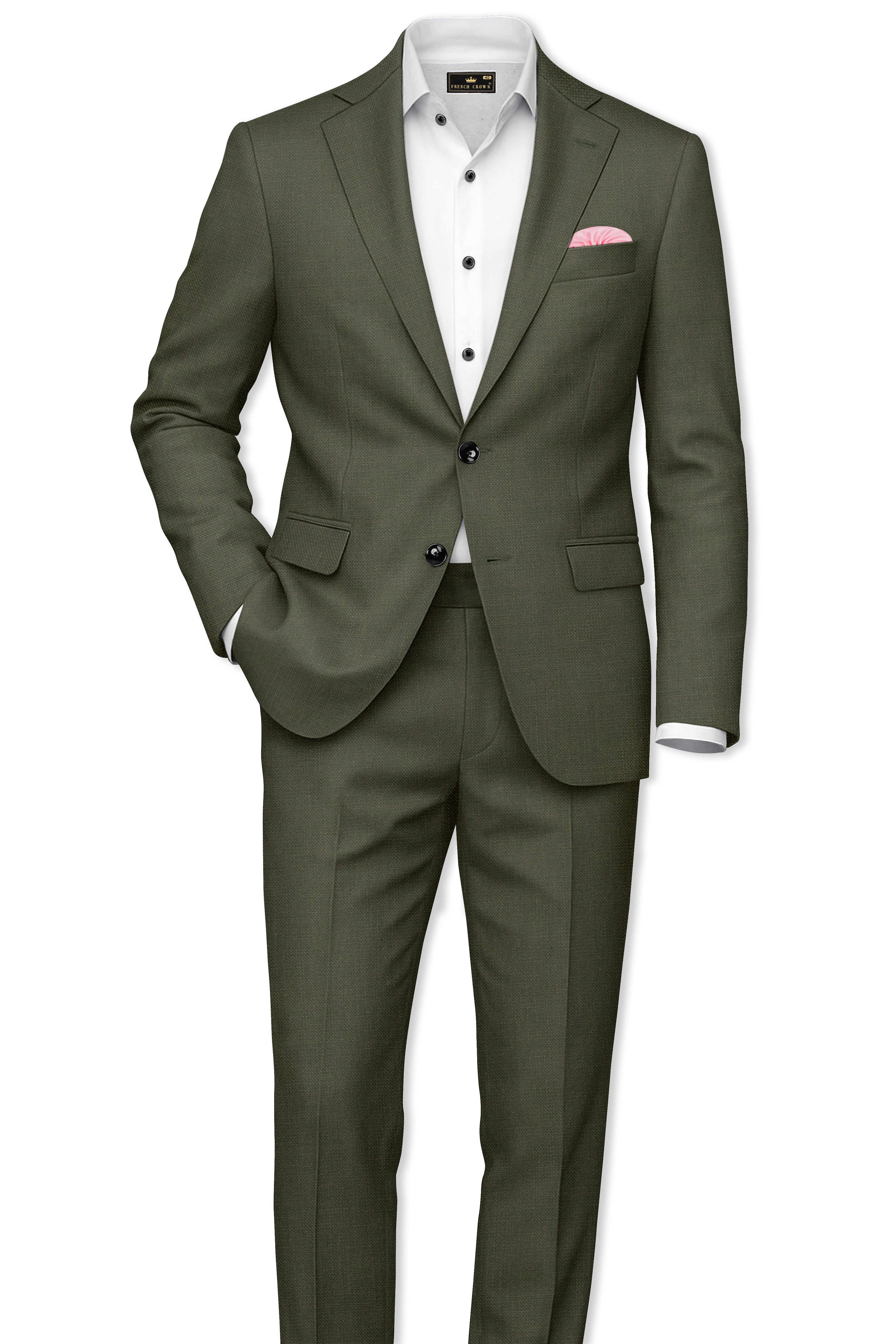 Virenzo-Rifle Green Luxurious Linen Stretchable Waistband Pant