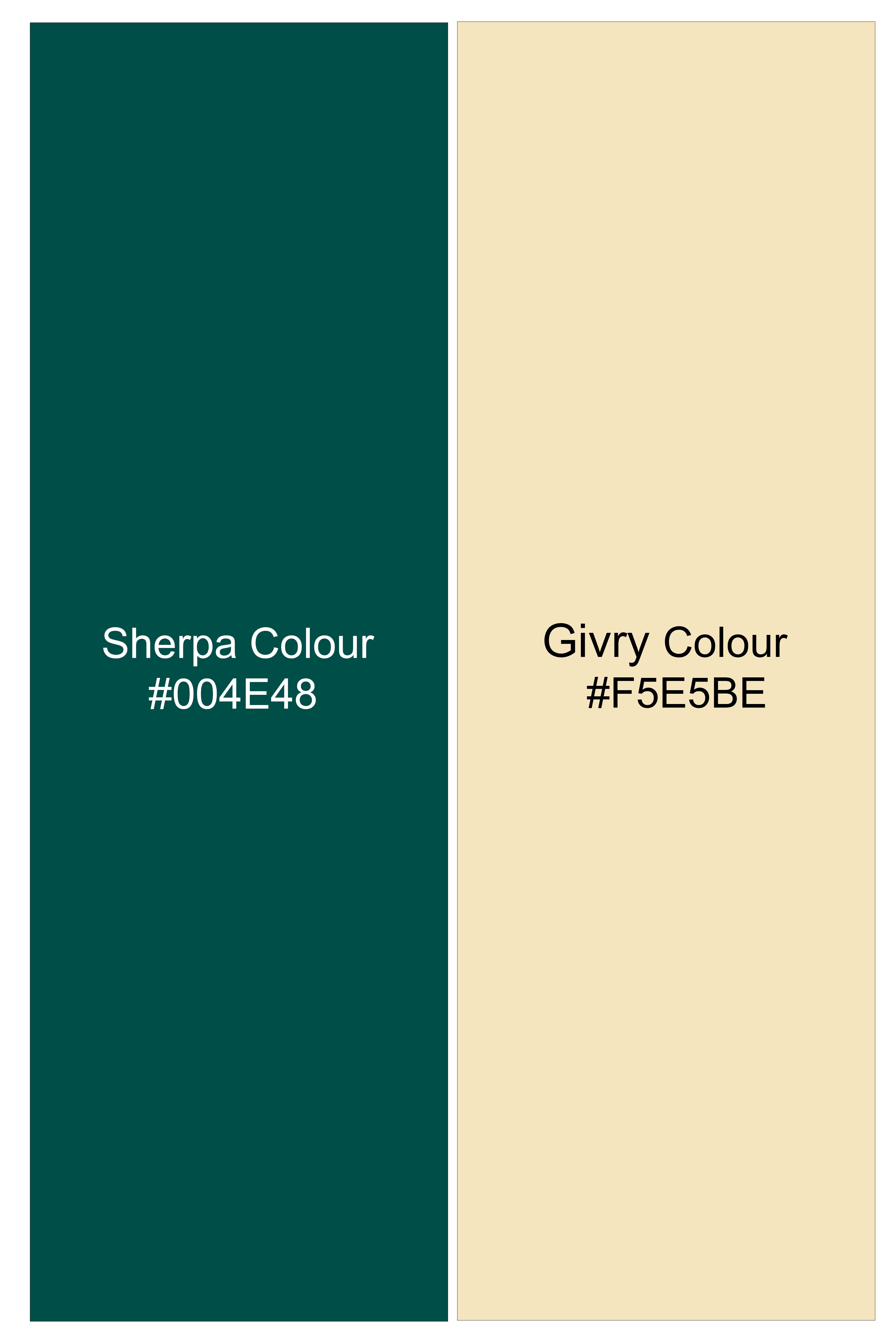Aurevra-Sherpa Green and Givry Cream Hexagon Sequin and Thread Embroidered Designer Stretchable Waistband Pant