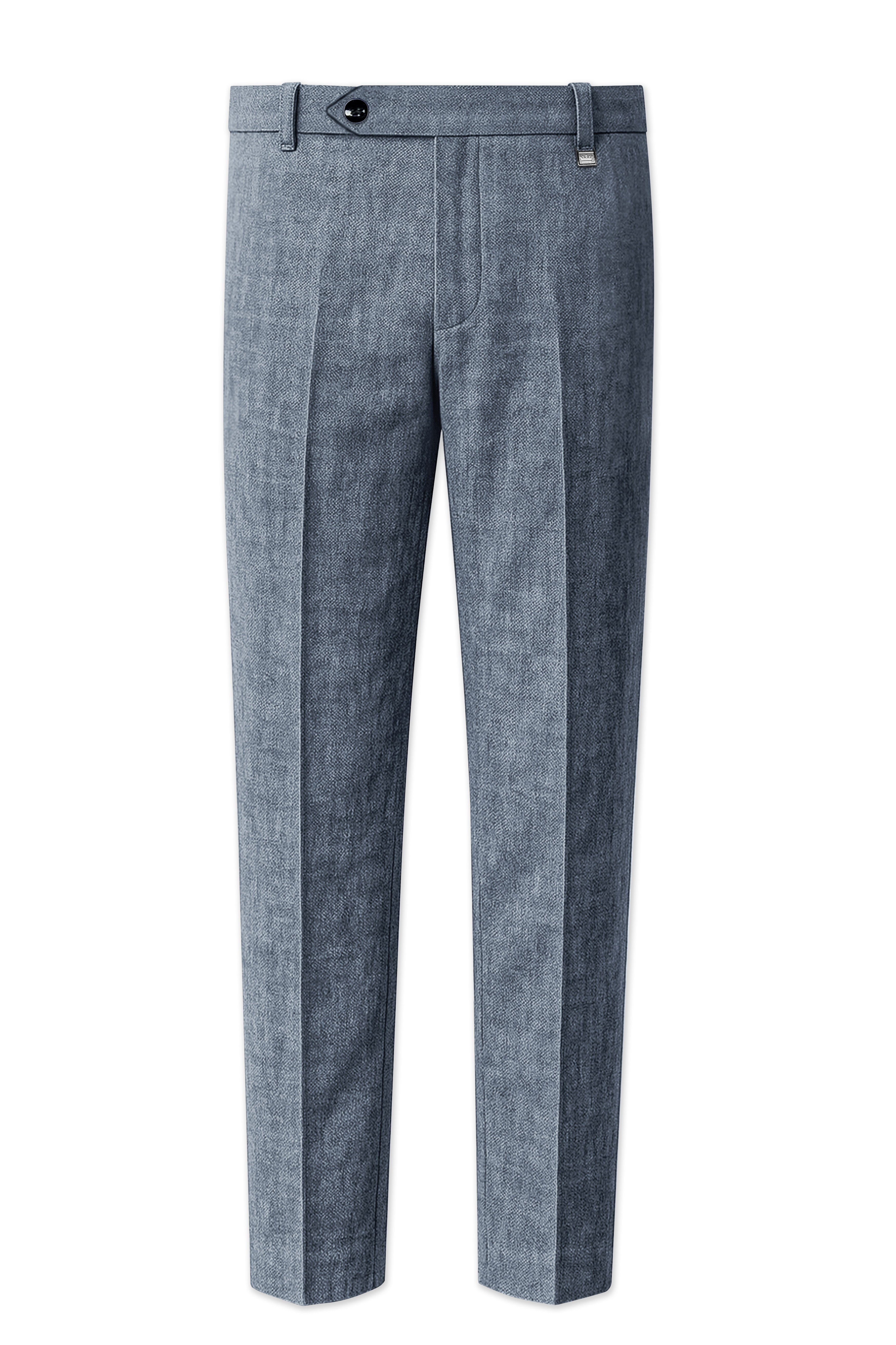Azurven-Cadet Blue Luxurious Linen Stretchable Waistband Pant