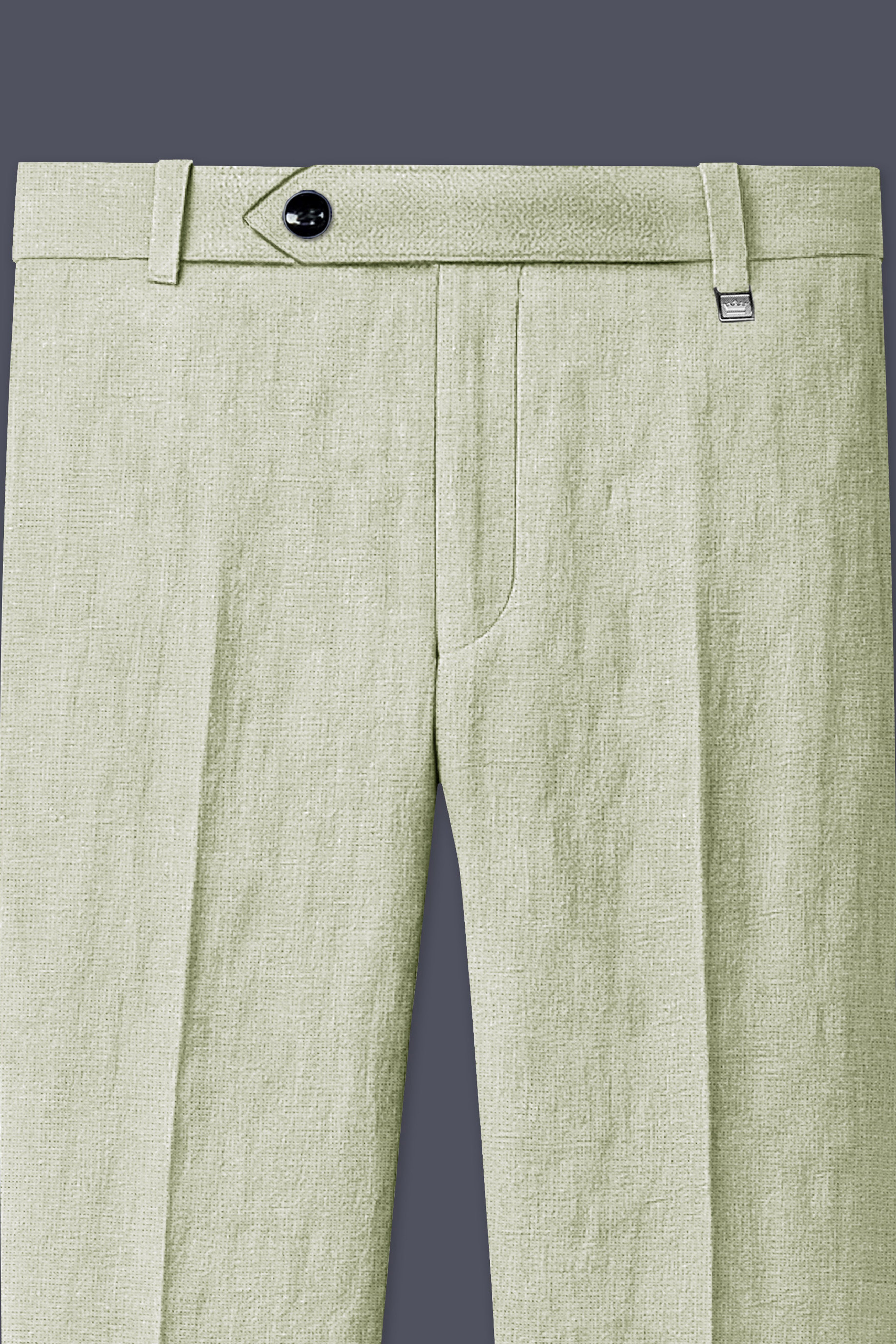 Virenza-Thistle Green Luxurious Linen Stretchable Waistband Pant