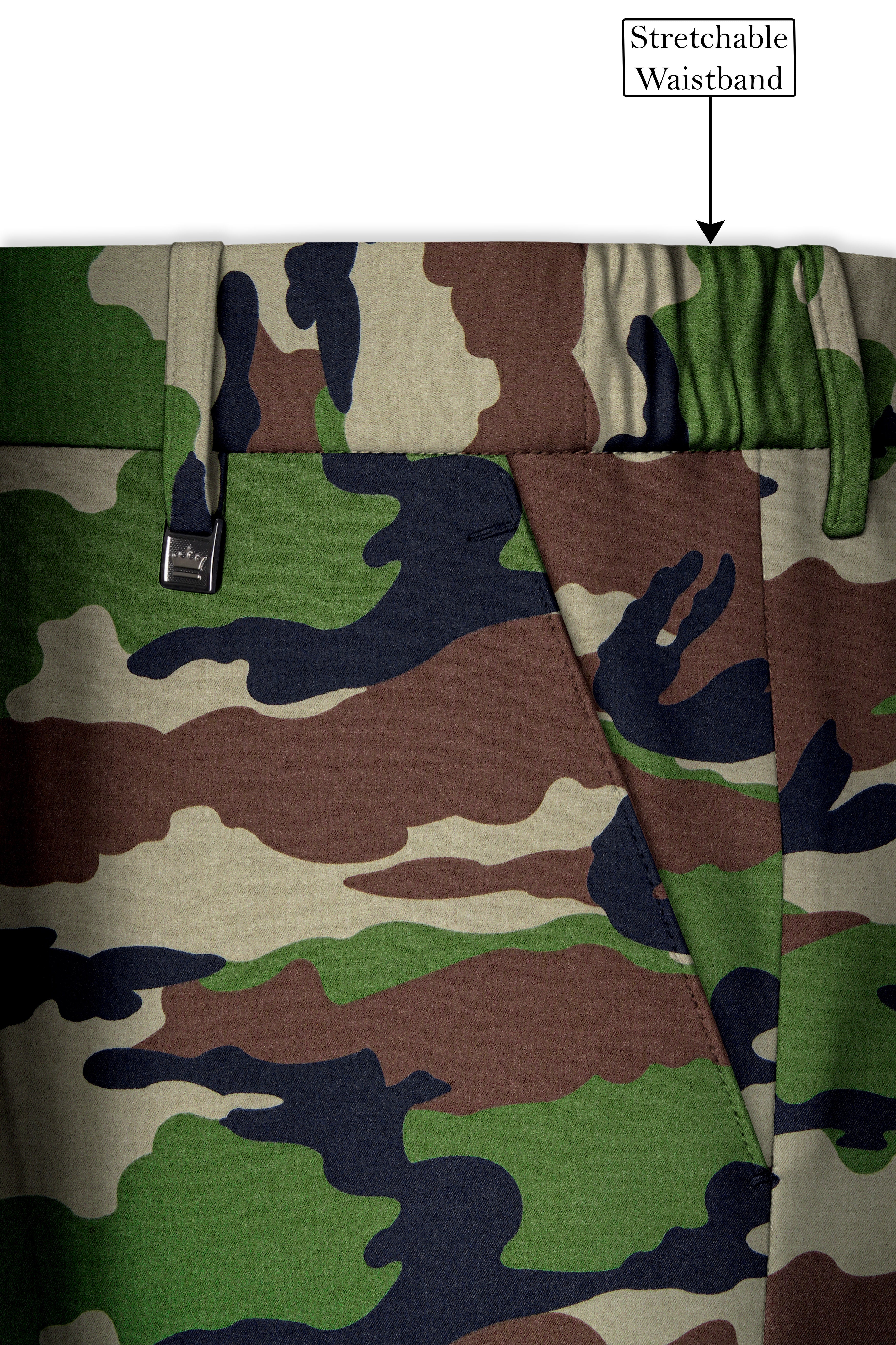 Aurever-Beaver Brown and Finch Green Camouflage Printed Premium Cotton Stretchable Waistband Pant