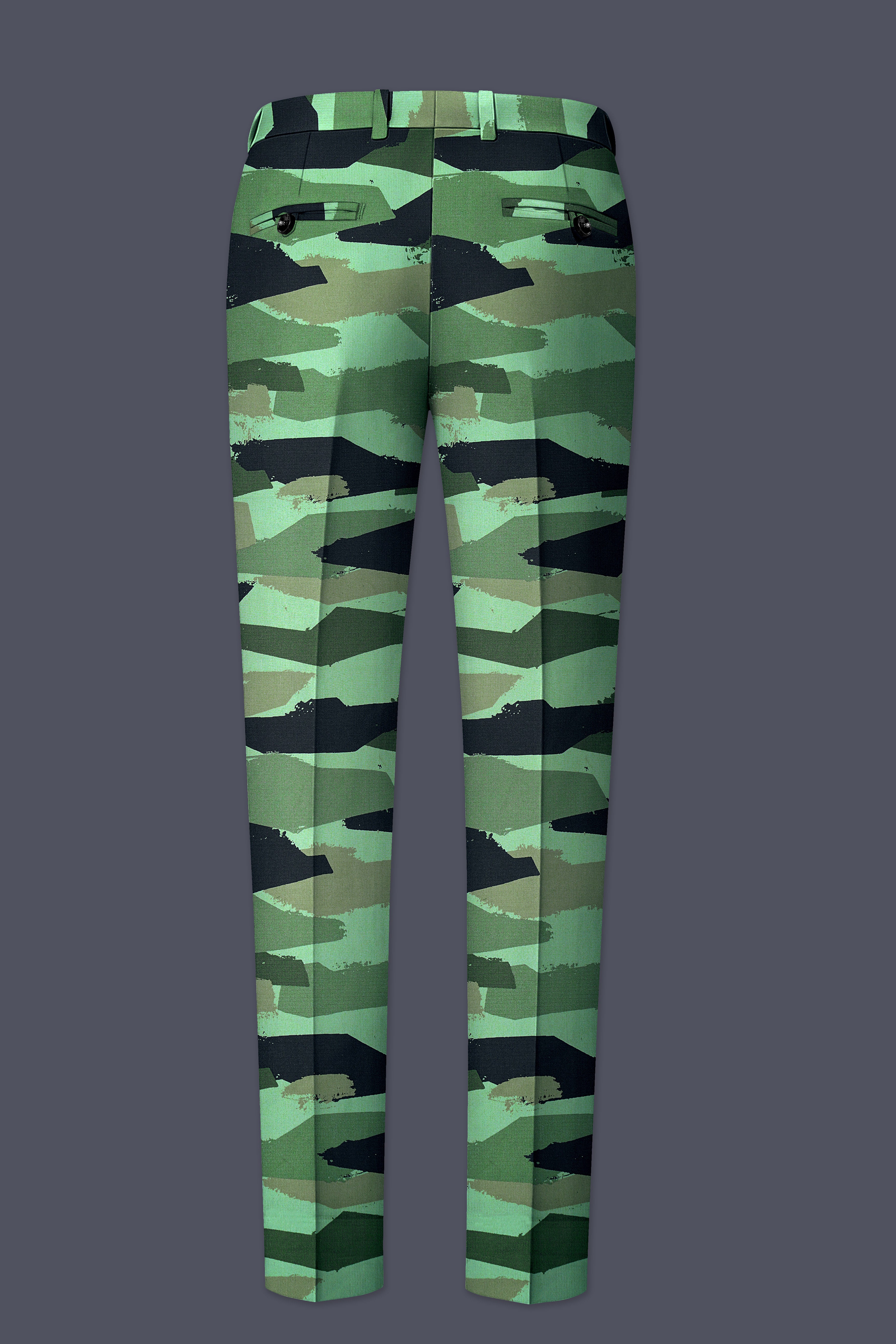 Verdvoro-Pale Green And Firefly Blue Camouflage Printed Premium Cotton Stretchable Waistband Pant