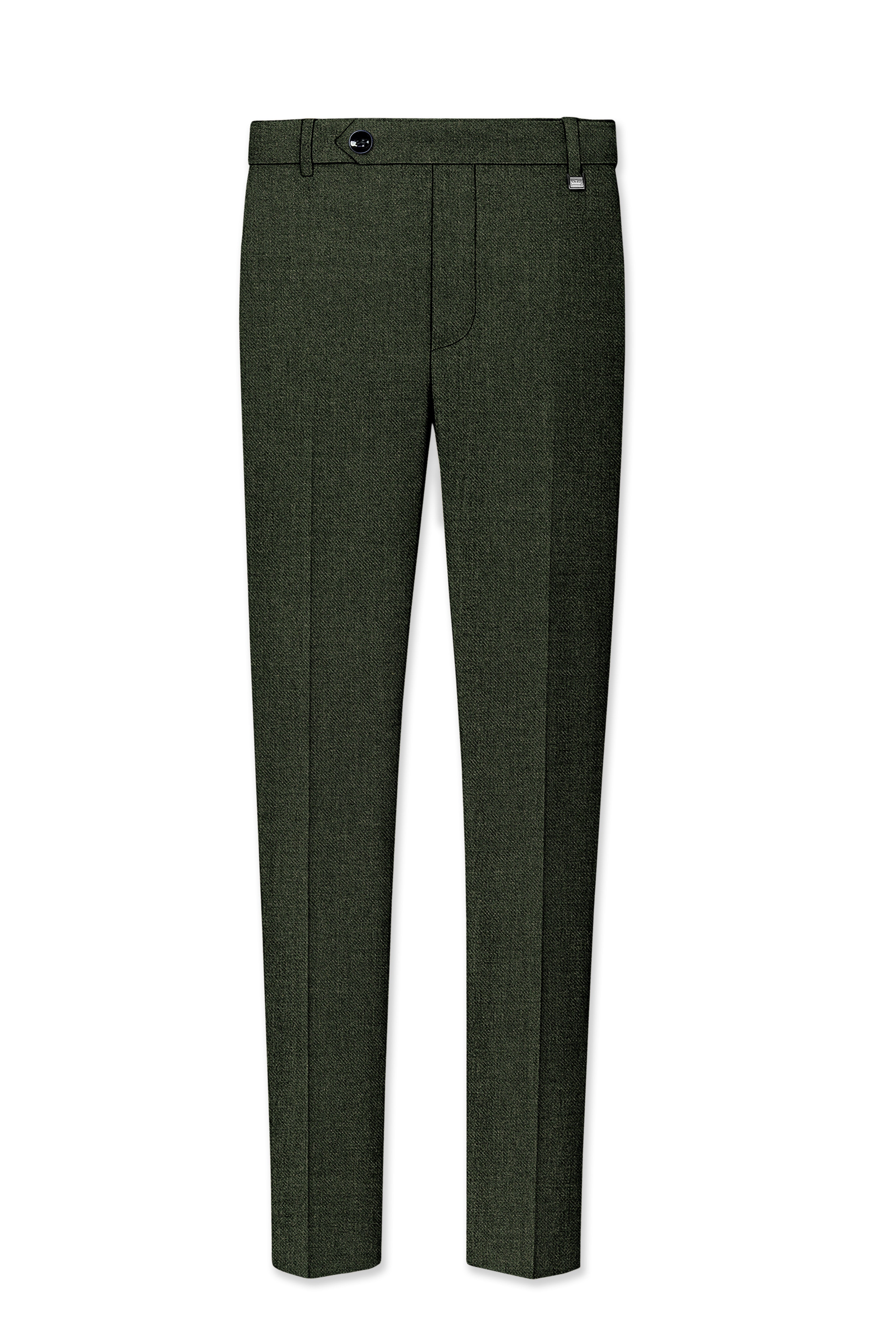 Olvoro-Rifle Green Textured Tweed Stretchable Waistband Pant