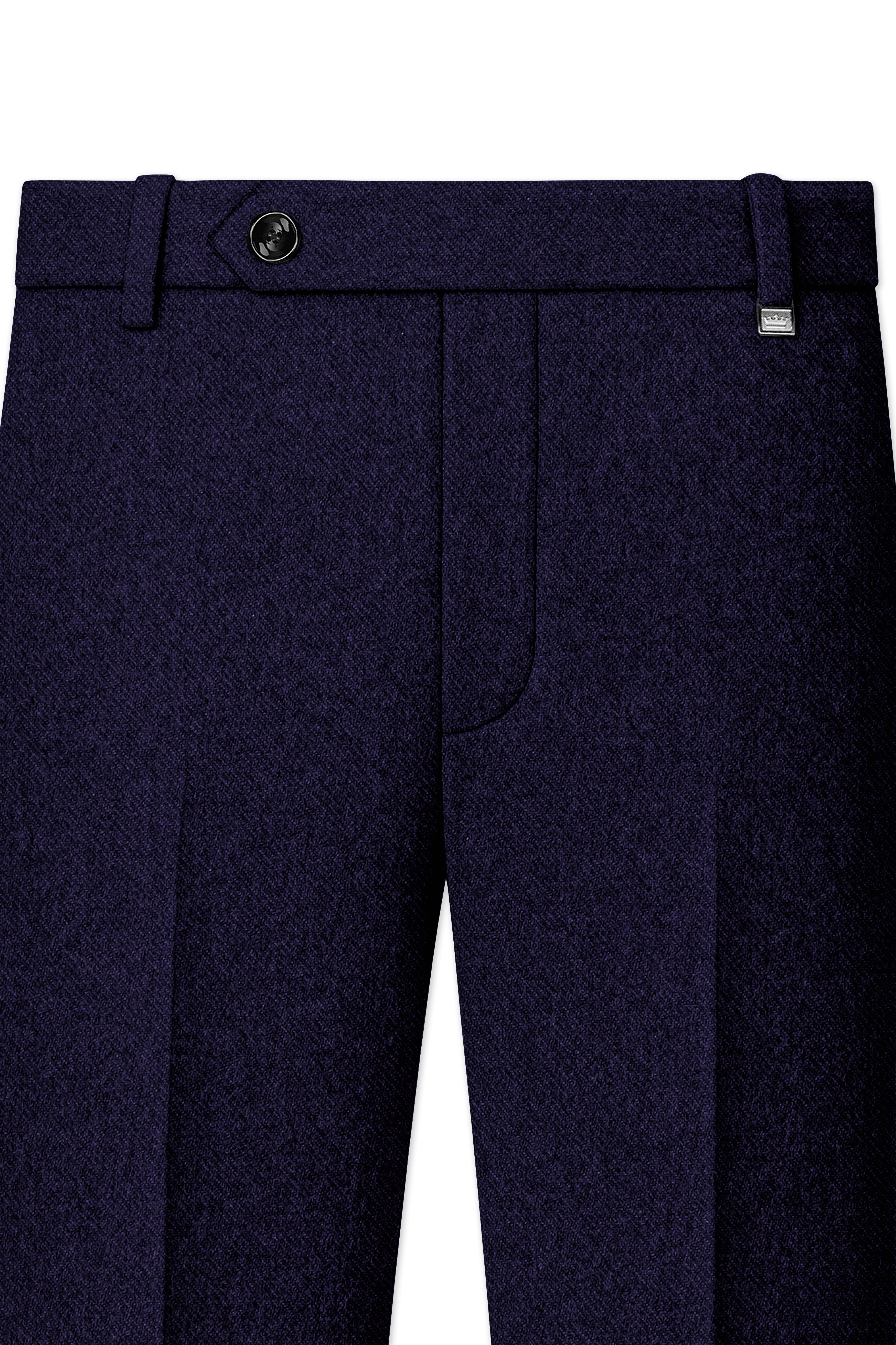 Bluvoro-Mirage Blue Textured Tweed Stretchable Waistband Pant