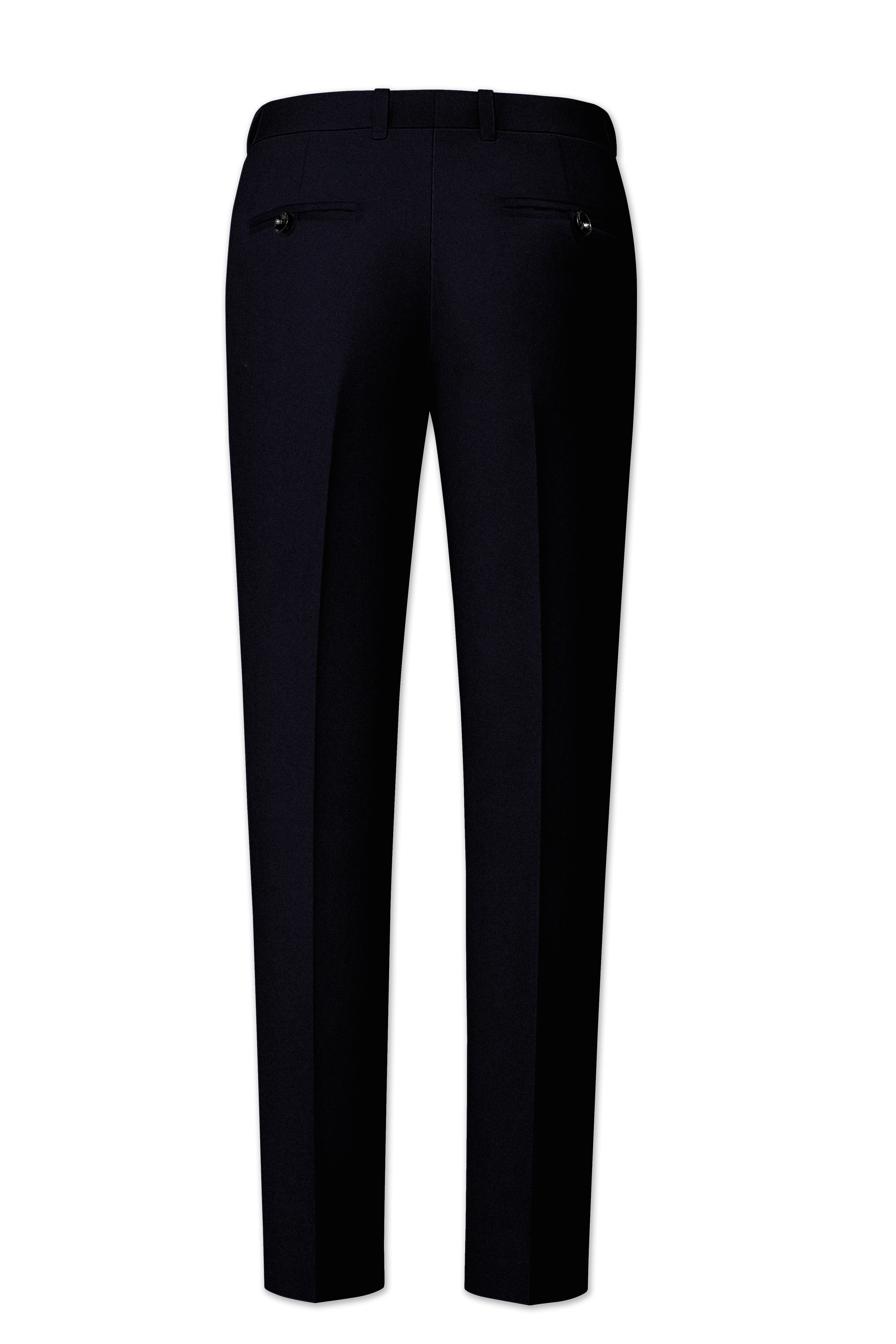 Aozora-Japanese Marine Blue 4-Way Stretch Wrinkle-Free Wool Rich Stretchable Waistband Pant
