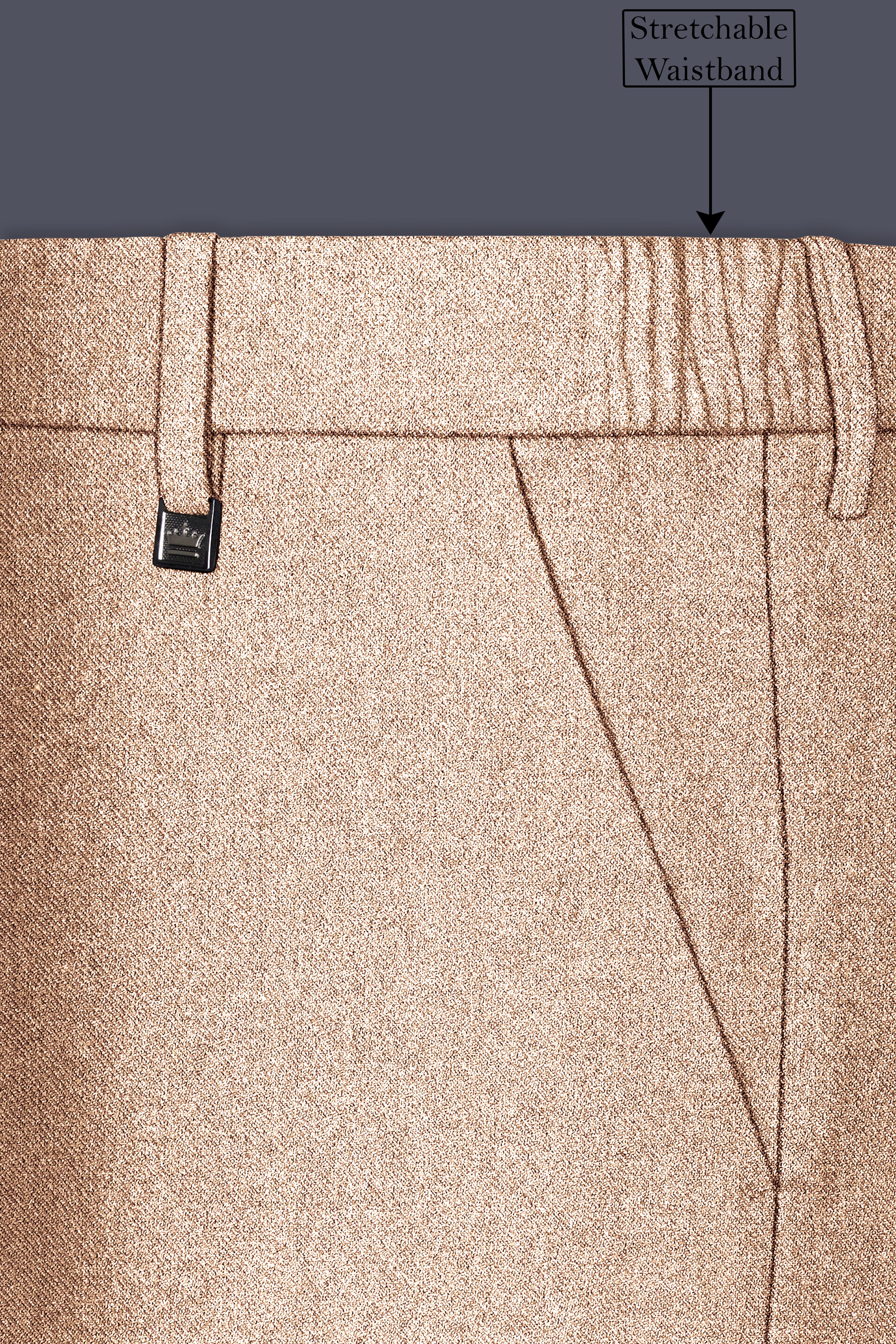 Ivoro-Bizarre Cream Textured Tweed Stretchable Waistband Pant