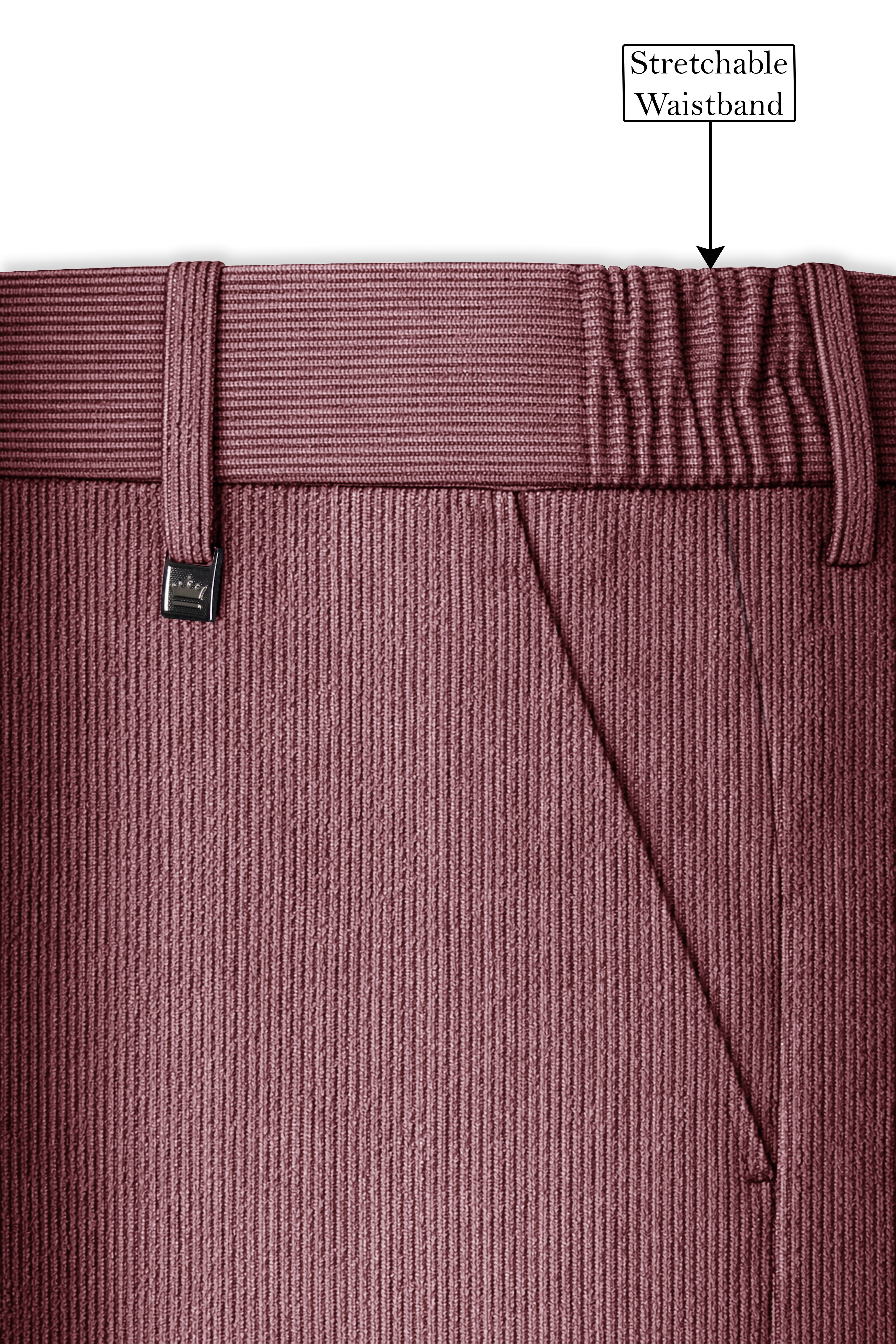 Tauzen-Rose Taupe Pink Corduroy Stretchable Waistband Pant