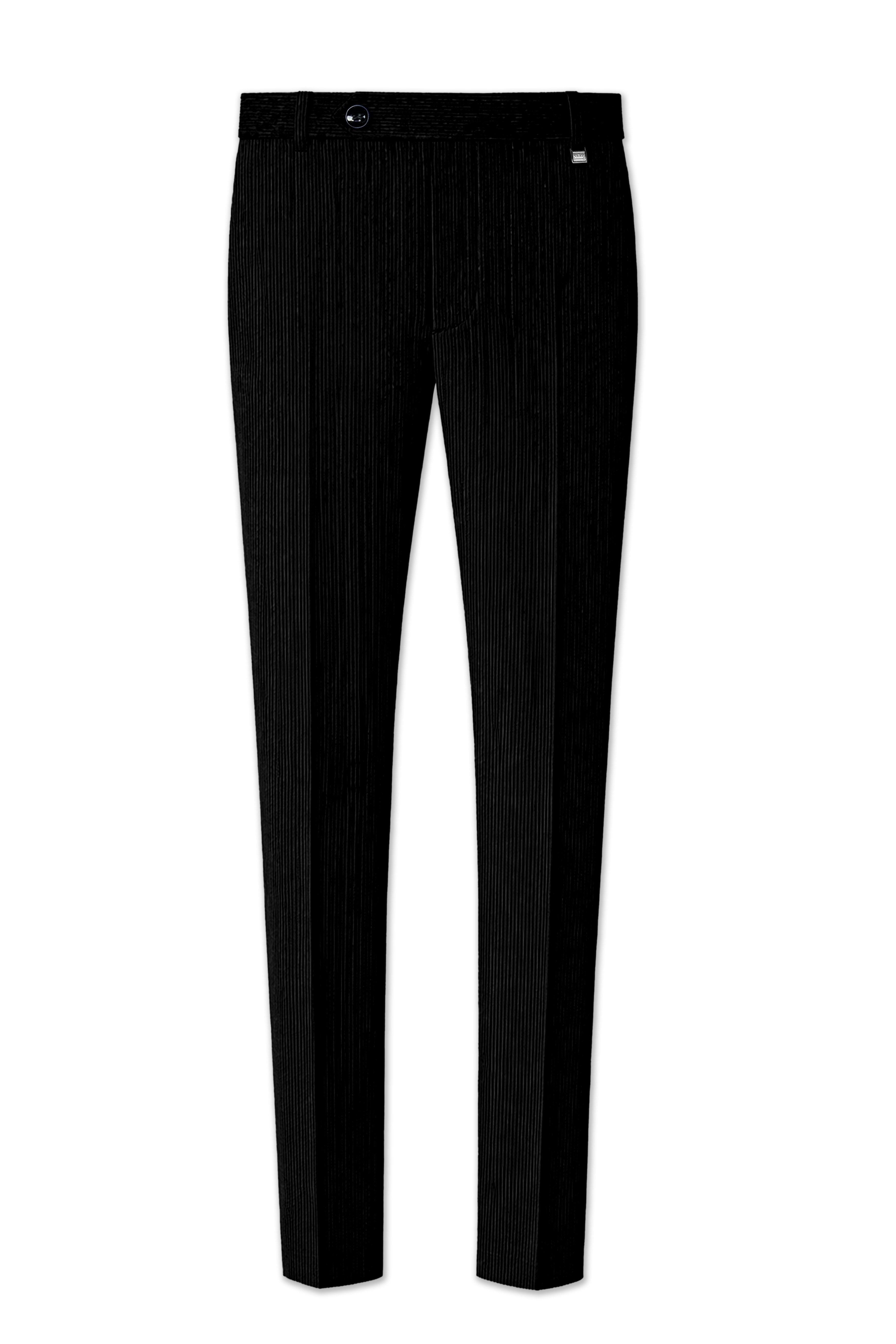 Jadenzo-Jade Black Corduroy Stretchable Waistband Pant