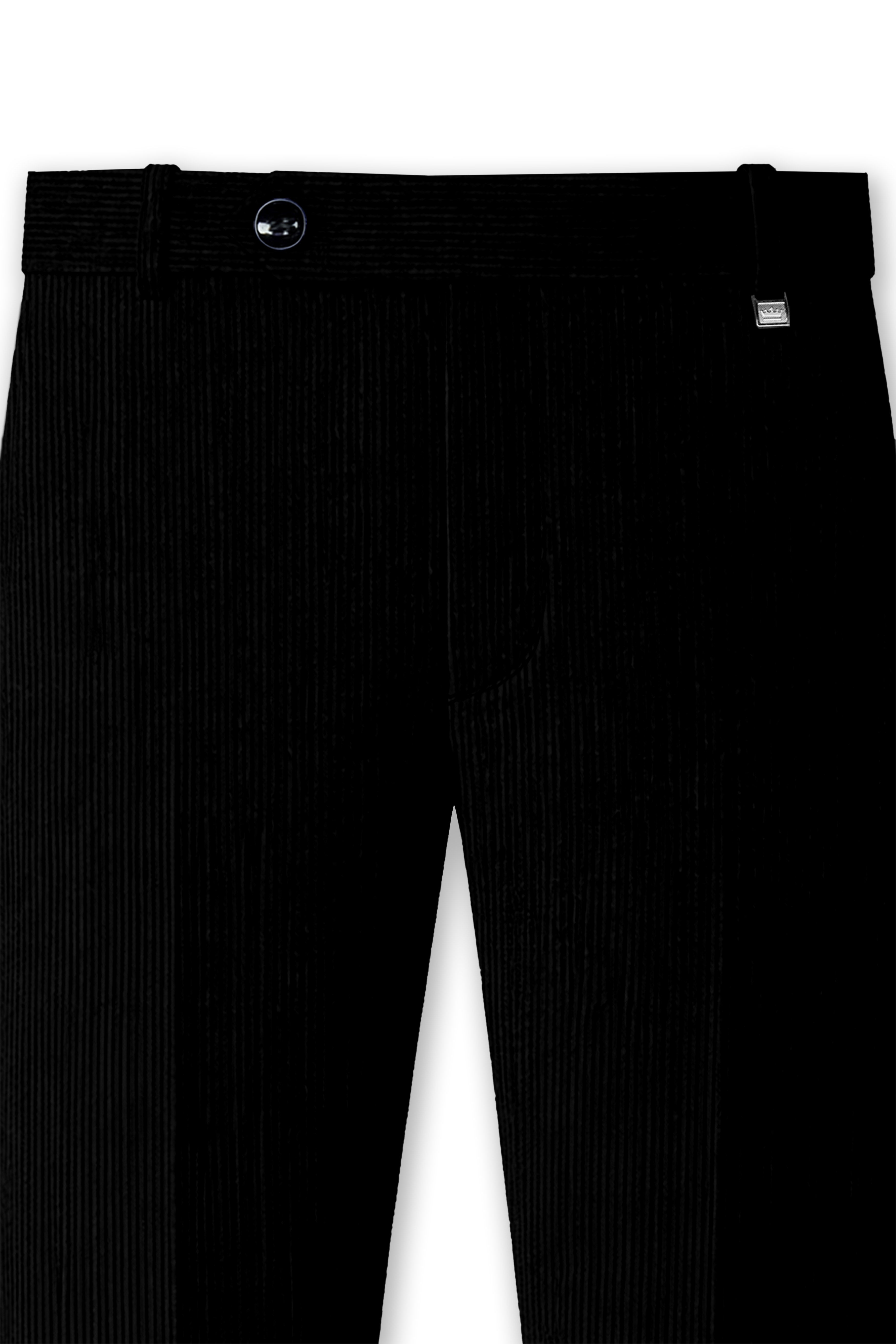 Jadenzo-Jade Black Corduroy Stretchable Waistband Pant