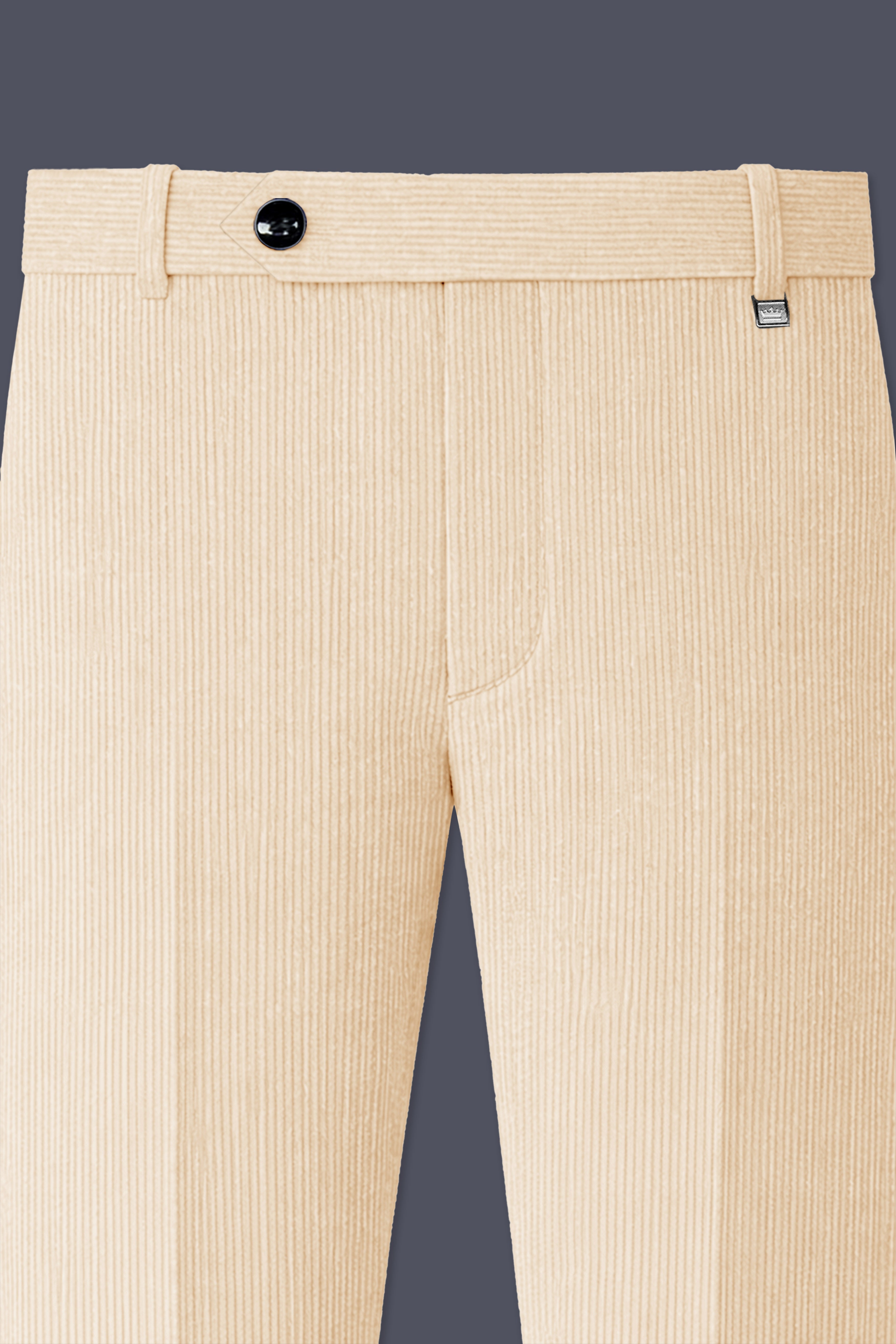 Hispanoro-Spanish Cream Corduroy Stretchable Waistband Pant