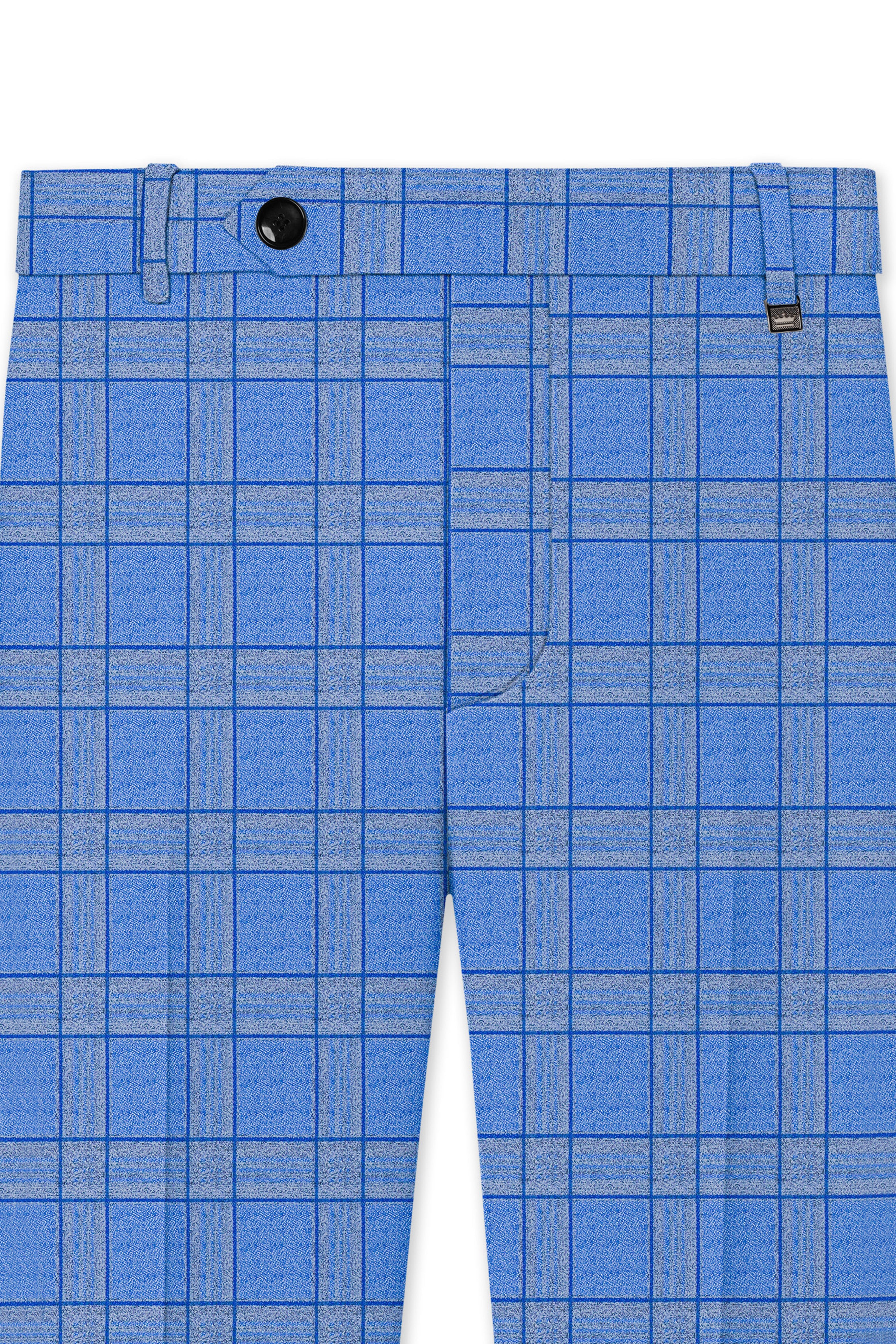 Mariner-Danube Blue Wool Blend Stretchable Waistband Pant