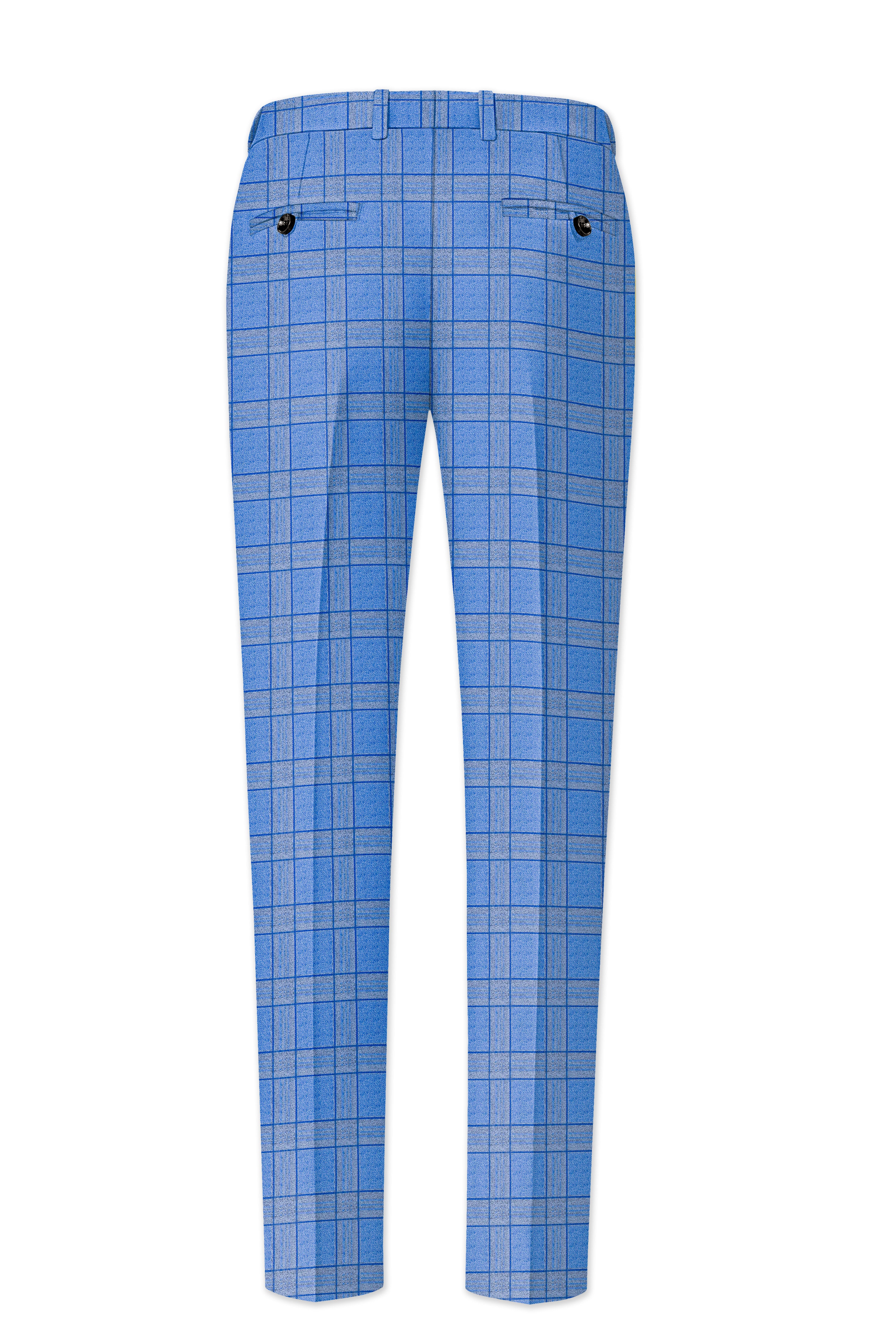 Mariner-Danube Blue Wool Blend Stretchable Waistband Pant