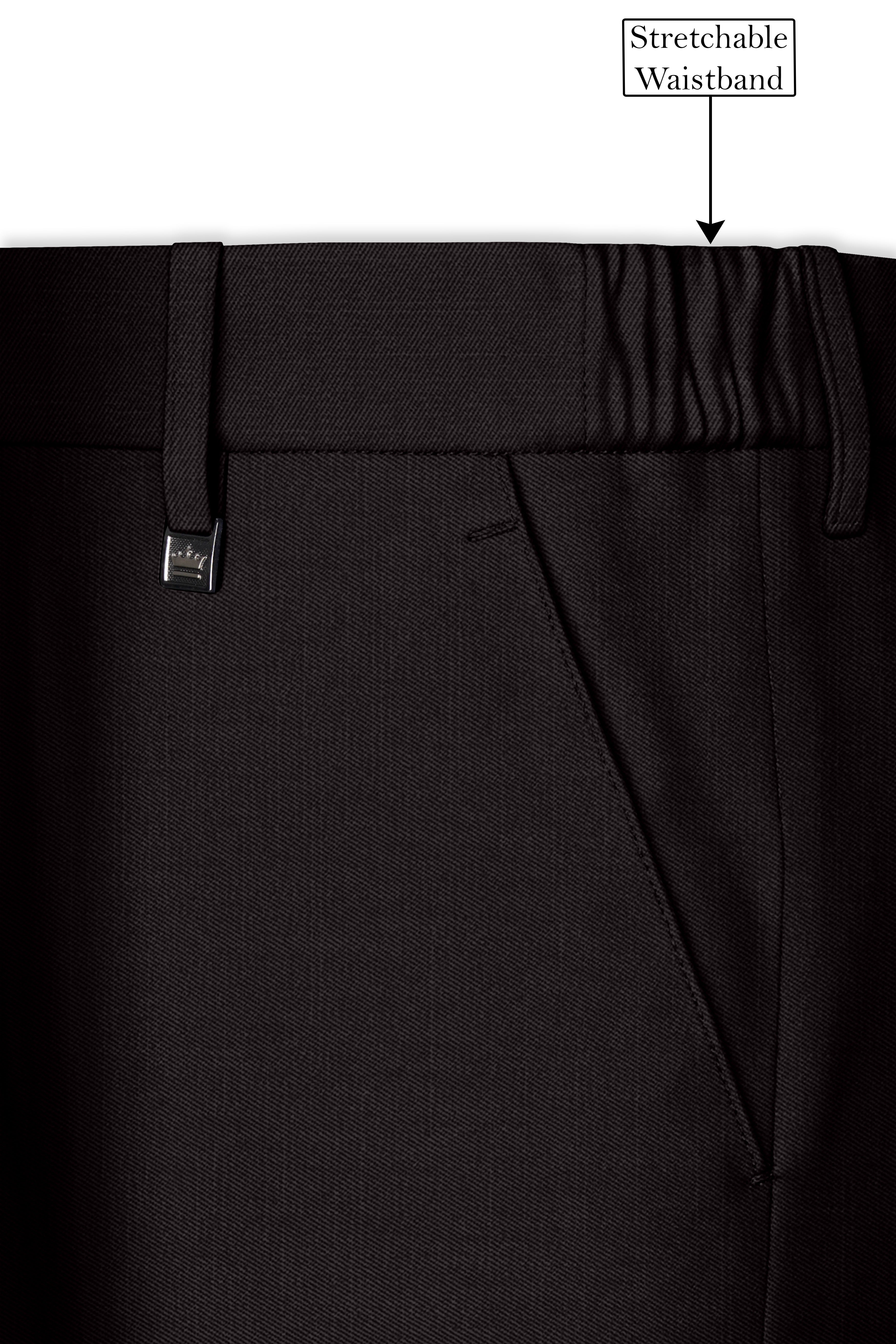 Umbero-Eclipse Brown Wool Rich Slight Stretch Waistband Pant