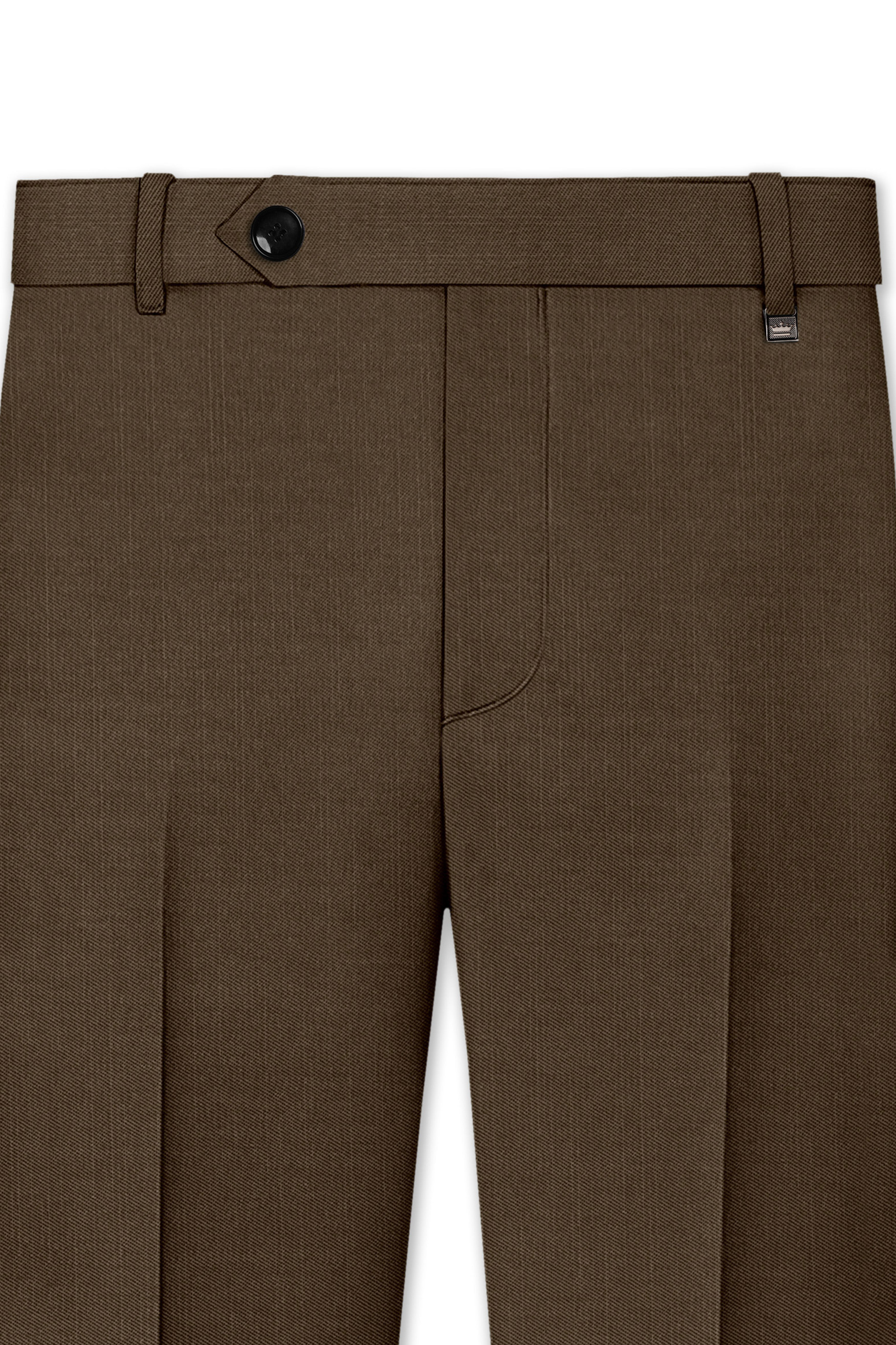 Terrano-Mocha Brown Wool Rich Slight Stretch Waistband Pant