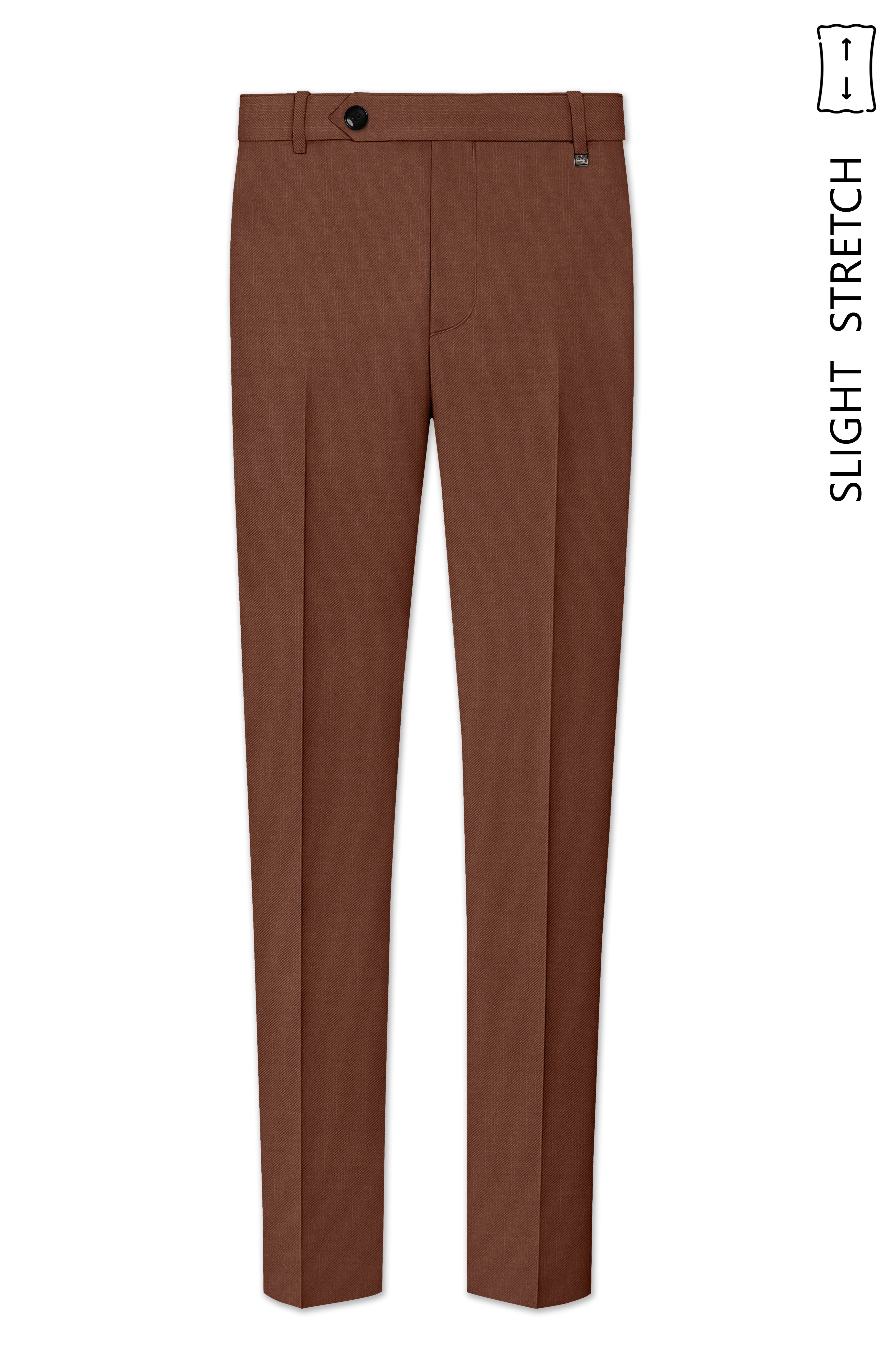 Sienna-Rust Brown Wool Rich Slight Stretch Waistband Pant