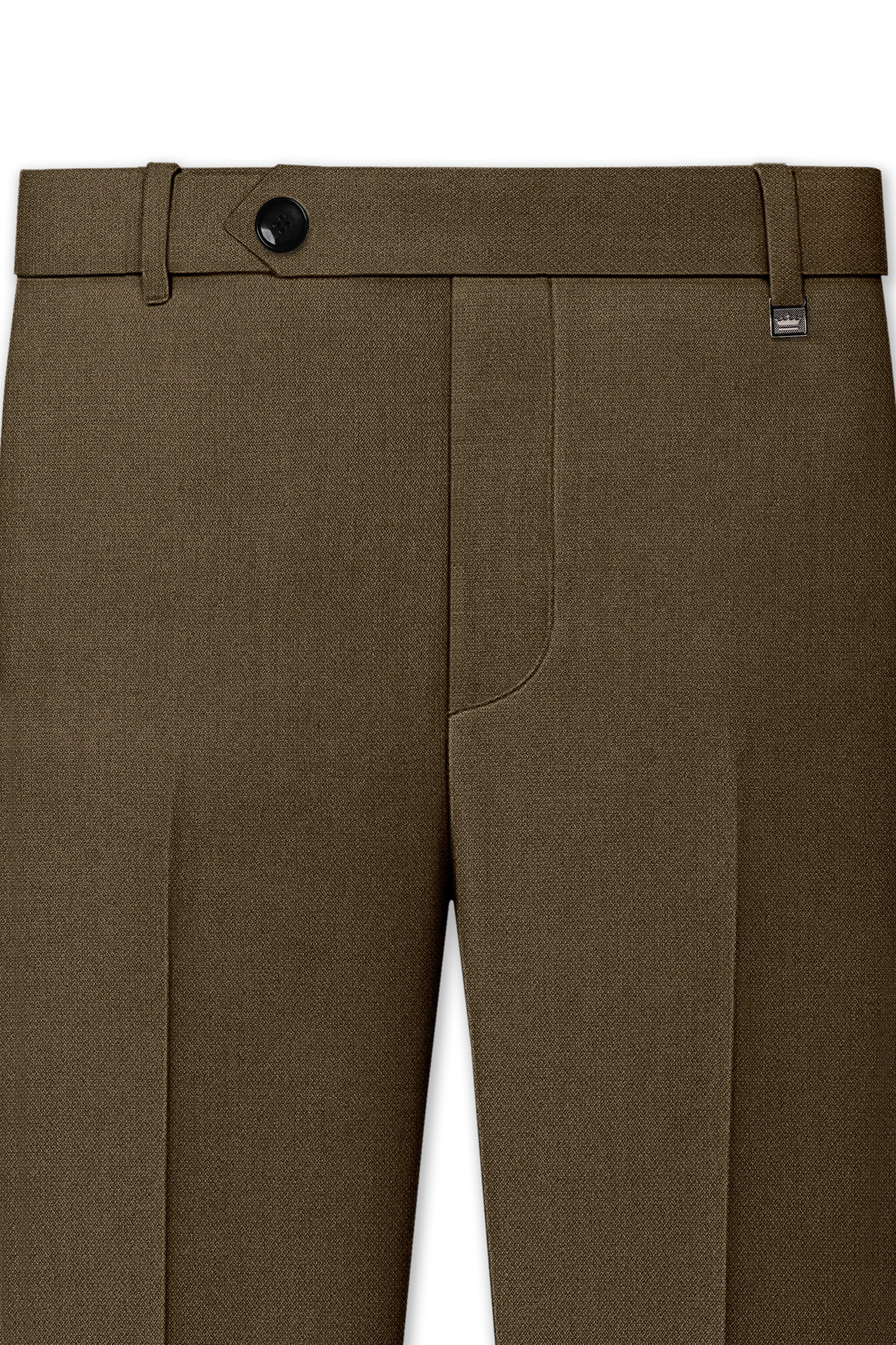 Vireo-Taupe Brown Diamond Textured Wool Rich Slight Stretch Waistband Pant