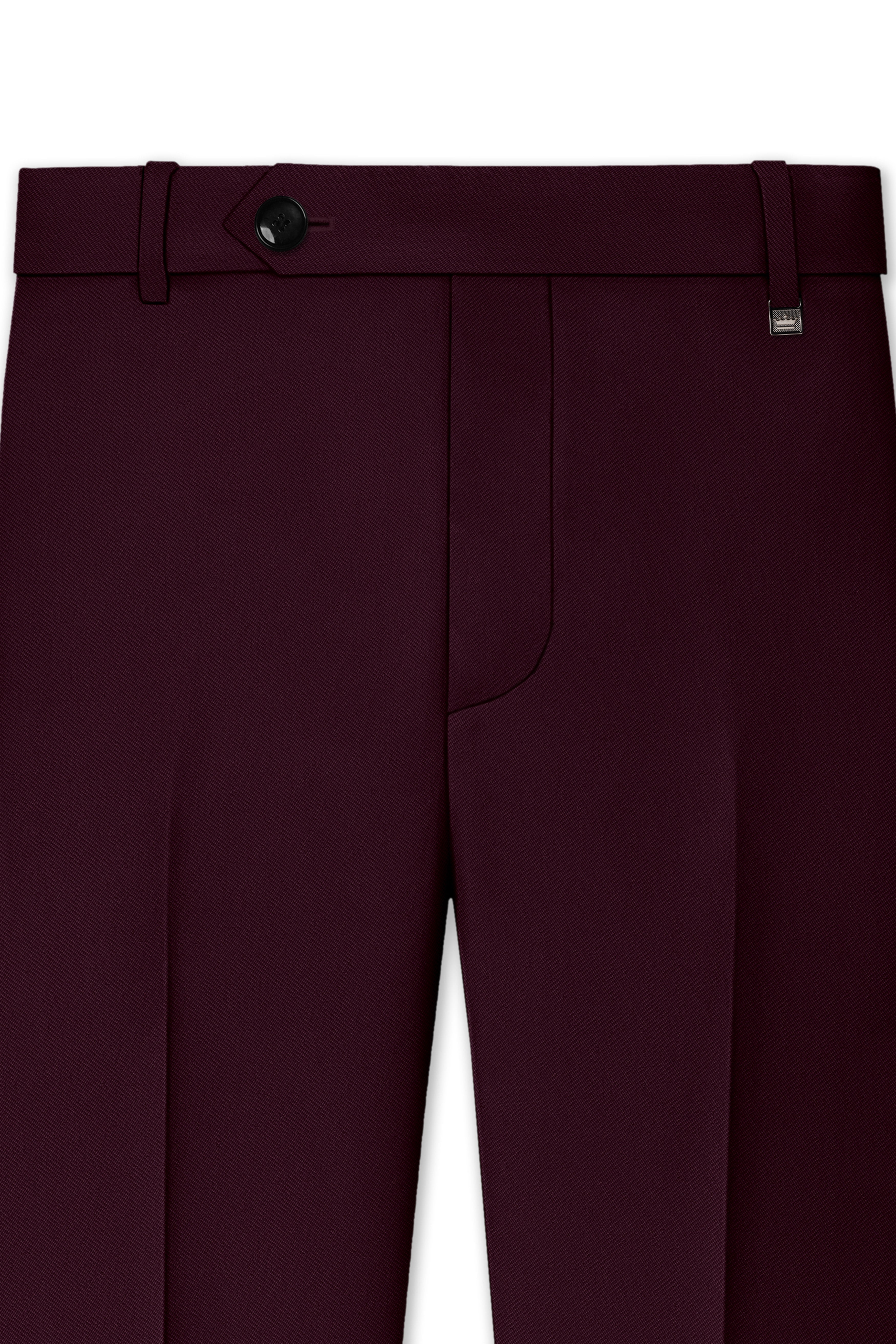 Veltrix-Korean Aubergine Maroon 4-Way Stretch Wrinkle-Free Wool Rich Stretchable Waistband Pant