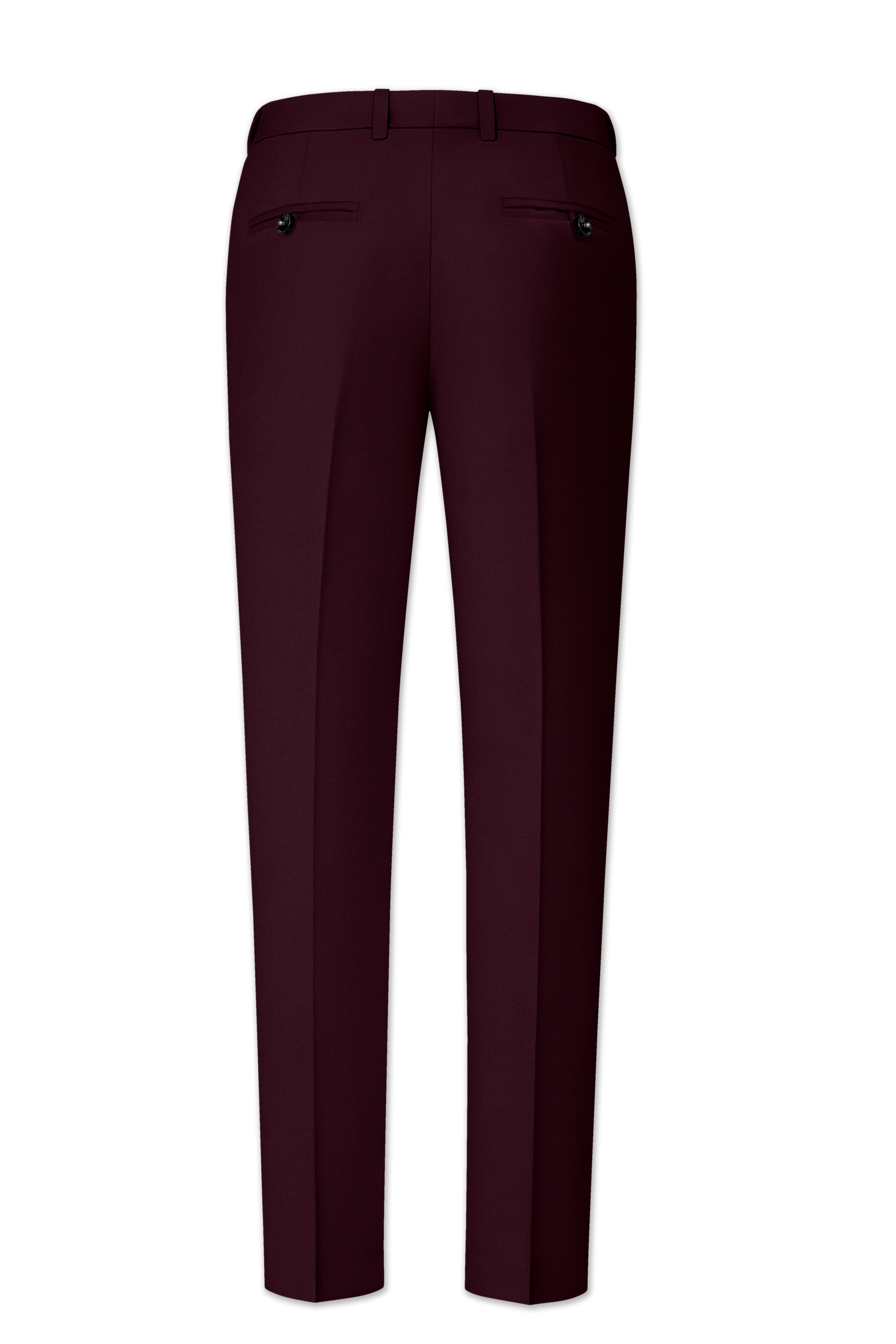 Veltrix-Korean Aubergine Maroon 4-Way Stretch Wrinkle-Free Wool Rich Stretchable Waistband Pant