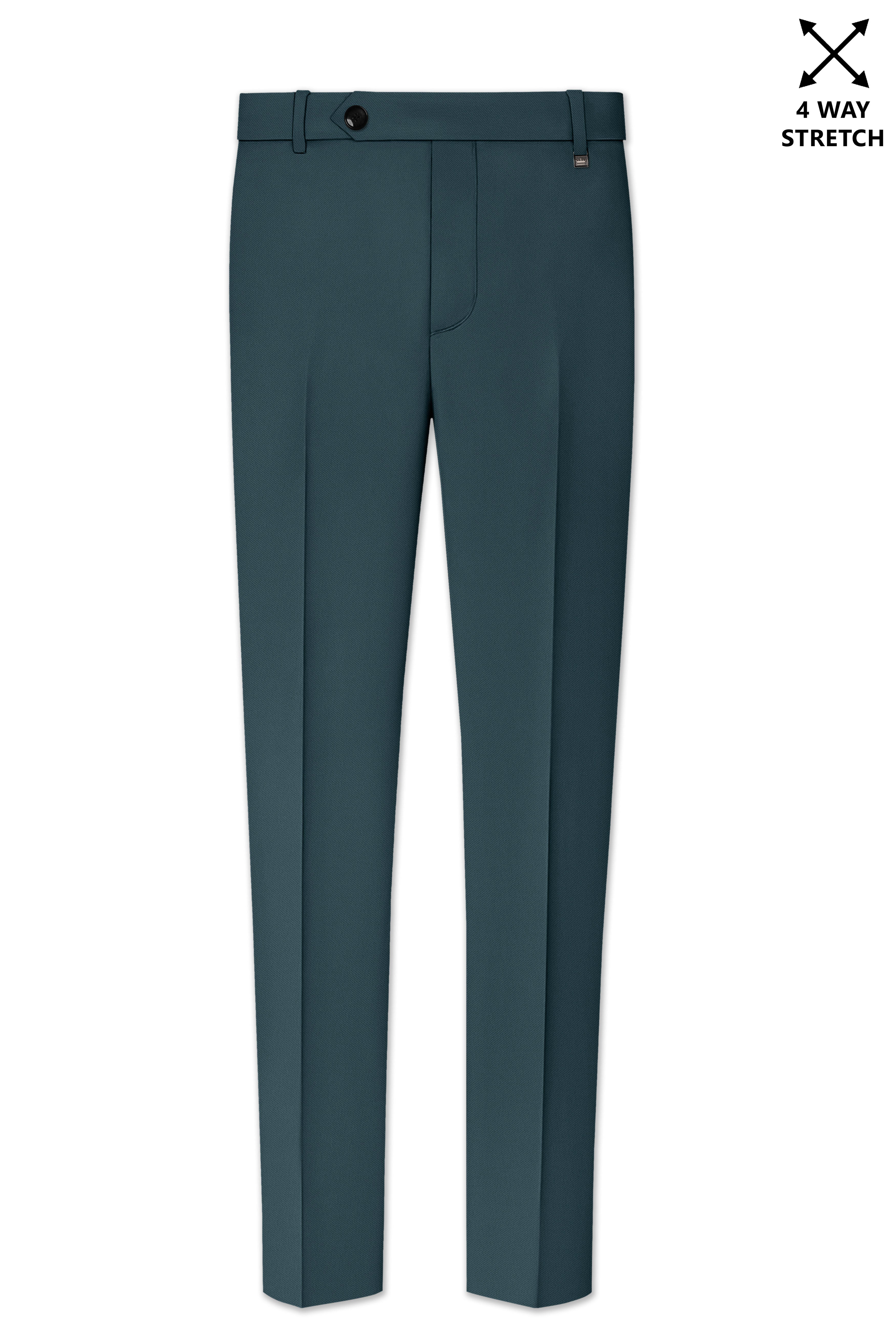 Navaro-Korean Gable Blue 4-Way Stretch Wrinkle-Free Wool Rich Stretchable Waistband Pant
