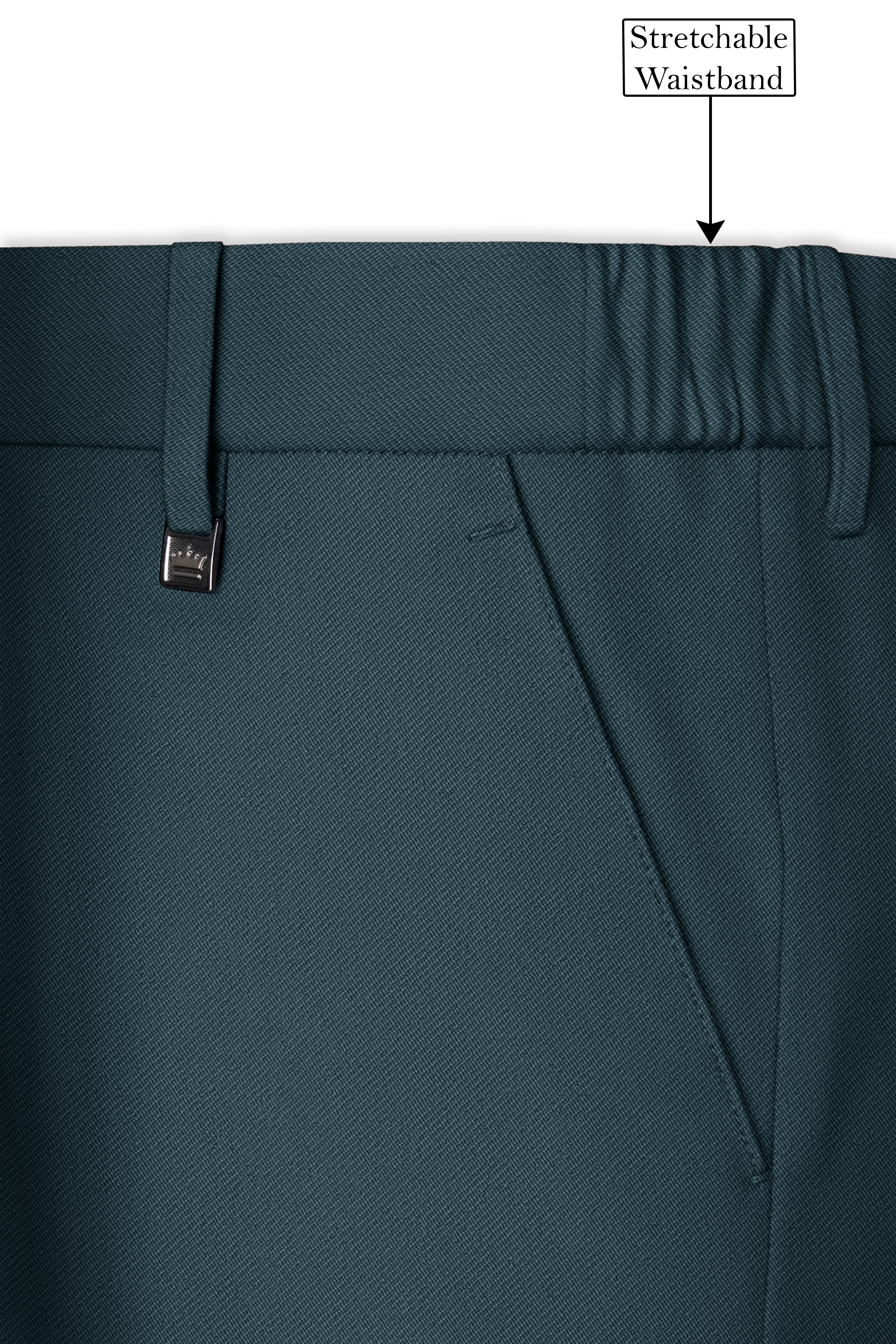 Navaro-Korean Gable Blue 4-Way Stretch Wrinkle-Free Wool Rich Stretchable Waistband Pant