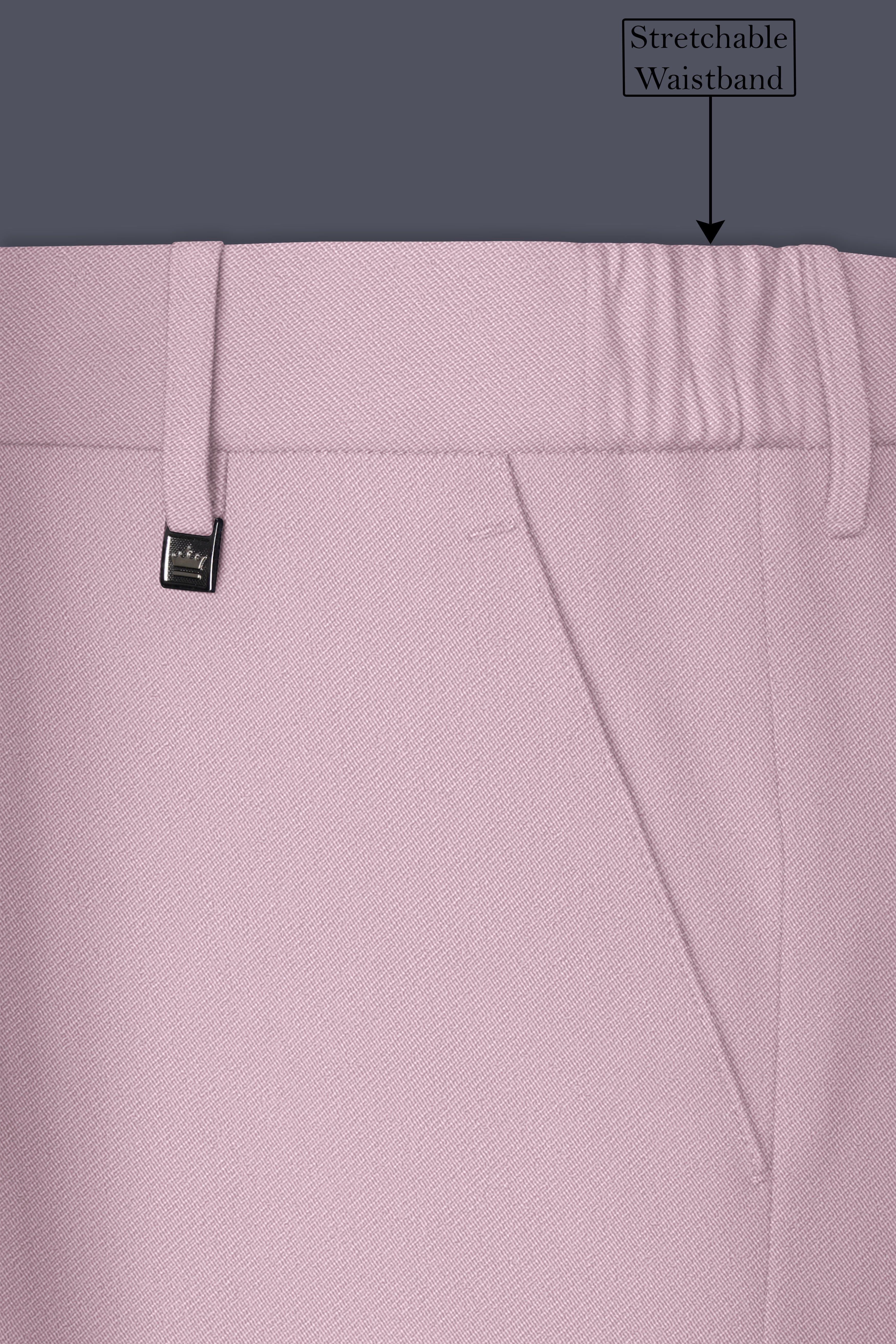 Allure-Korean Blossom Pink 4-Way Stretch Wrinkle-Free Wool Rich Stretchable Waistband Pant