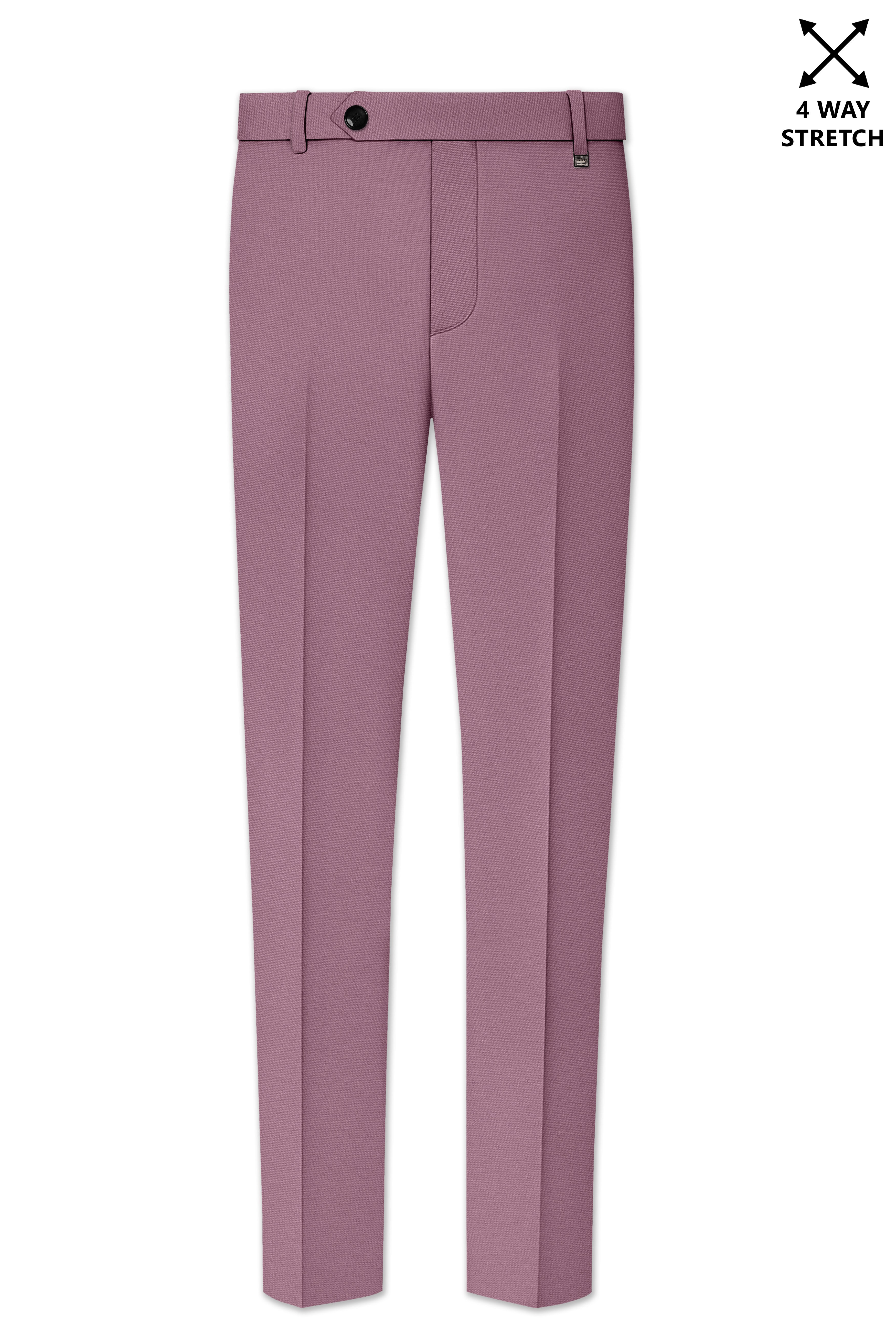 Rouge-Korean Opium Pink 4-Way Stretch Wrinkle-Free Wool Rich Stretchable Waistband Pant