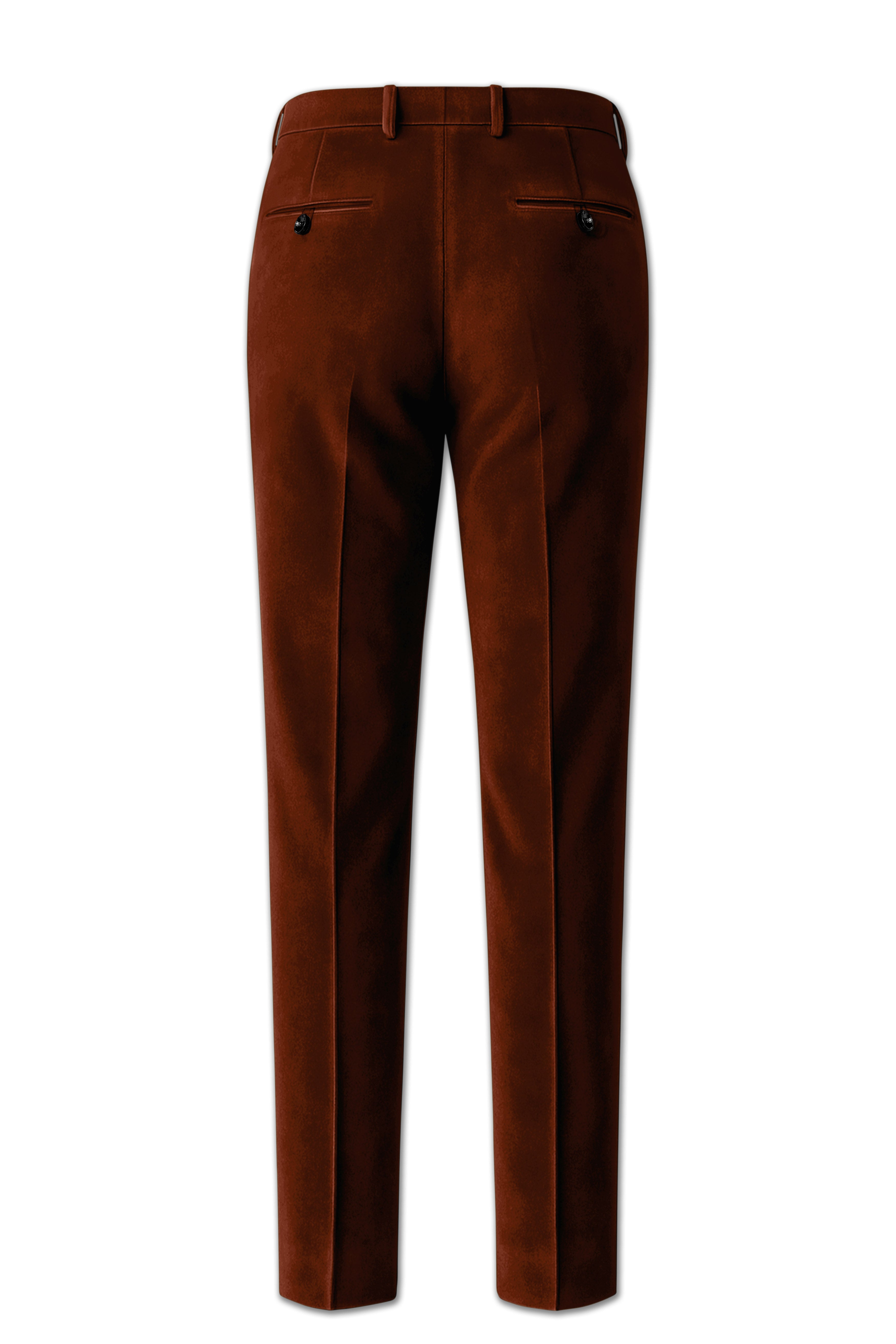 Eldor-Van Cleef Brown Velvet Stretchable Waistband Pant