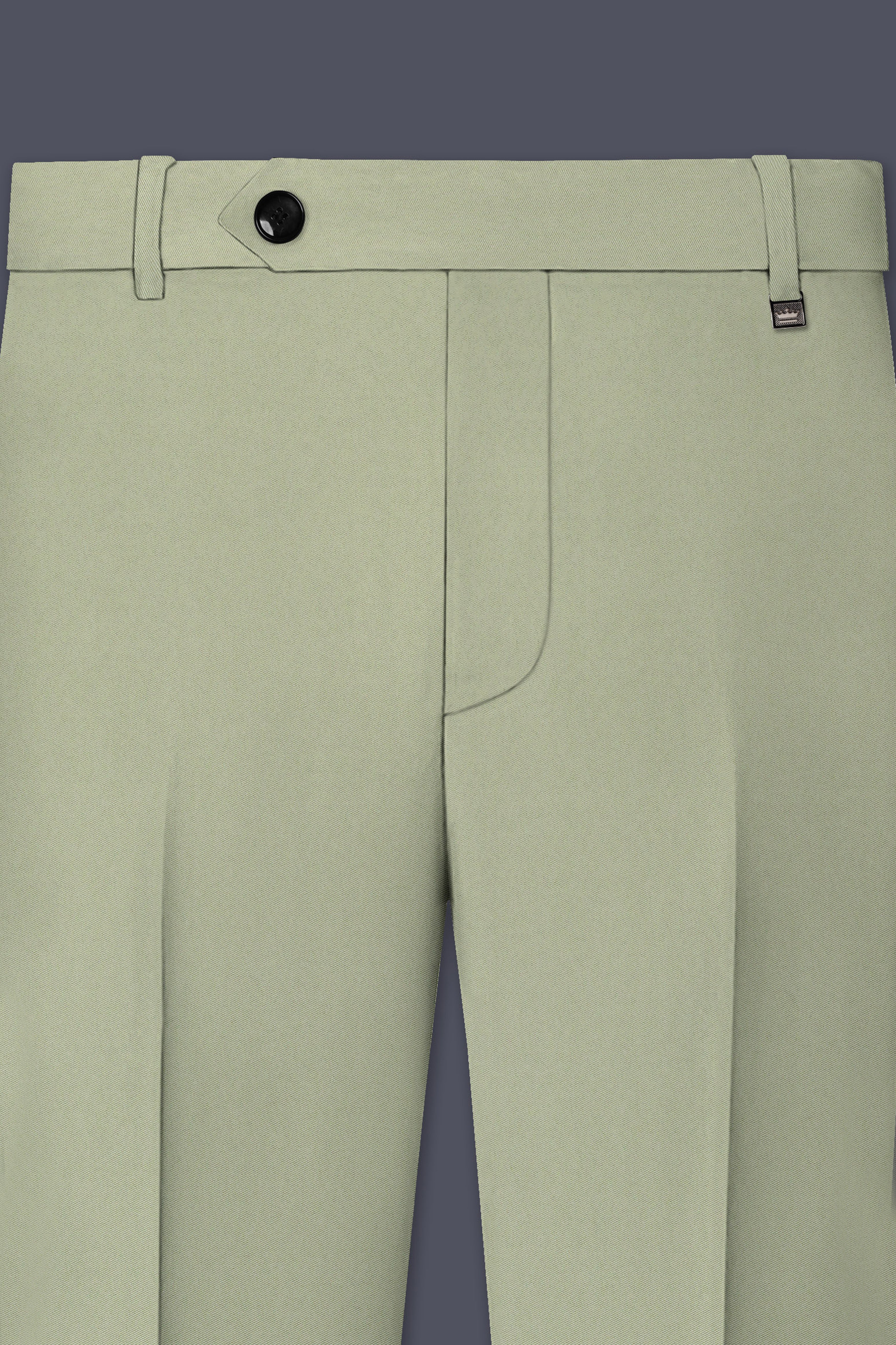 Verdan-Sage Green Slight Stretch Subtle Sheen Poly-Viscose Waistband Pant