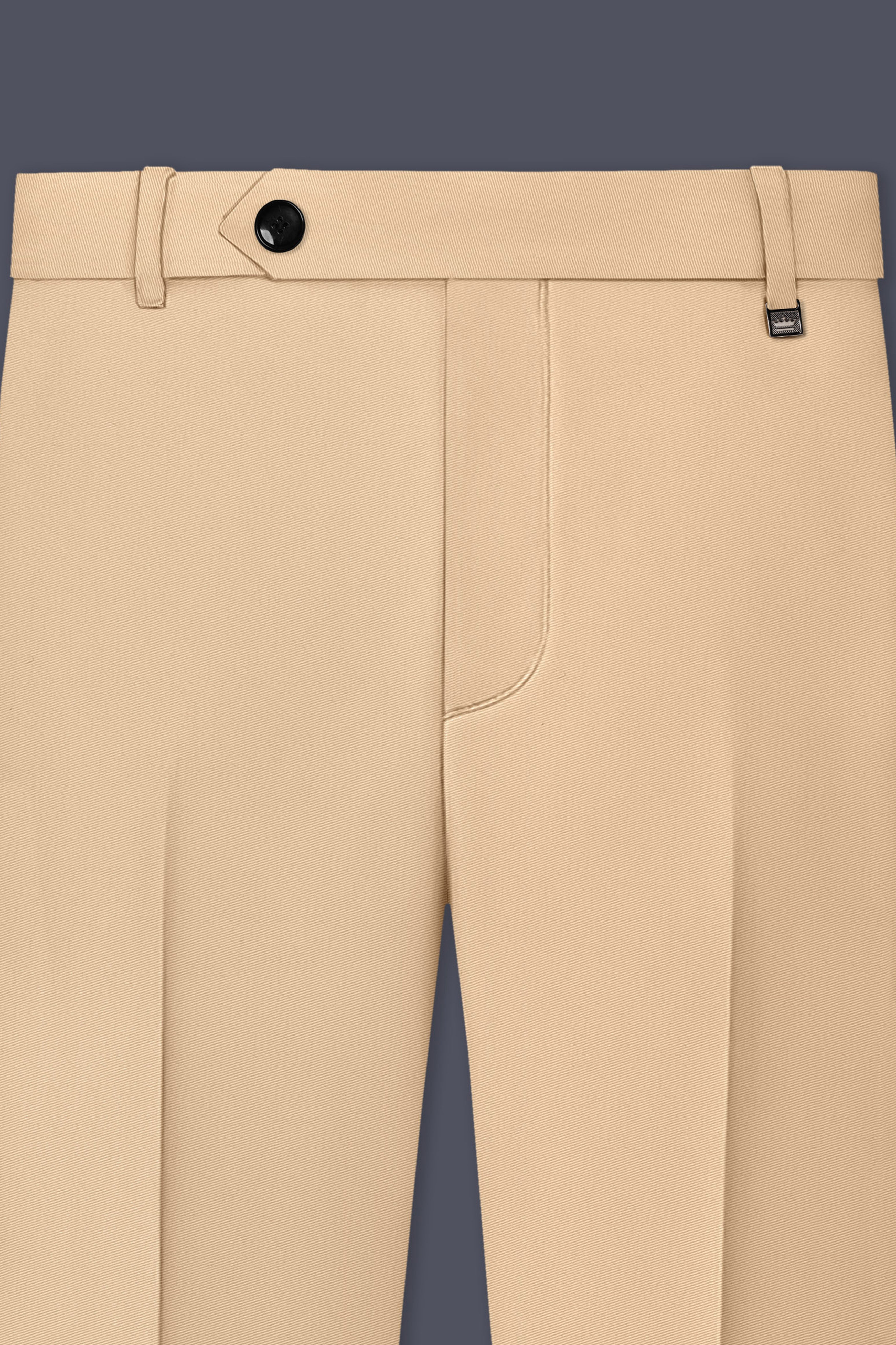 Ecru-Cashmere Cream Slight Stretch Subtle Sheen Poly-Viscose Waistband Pant