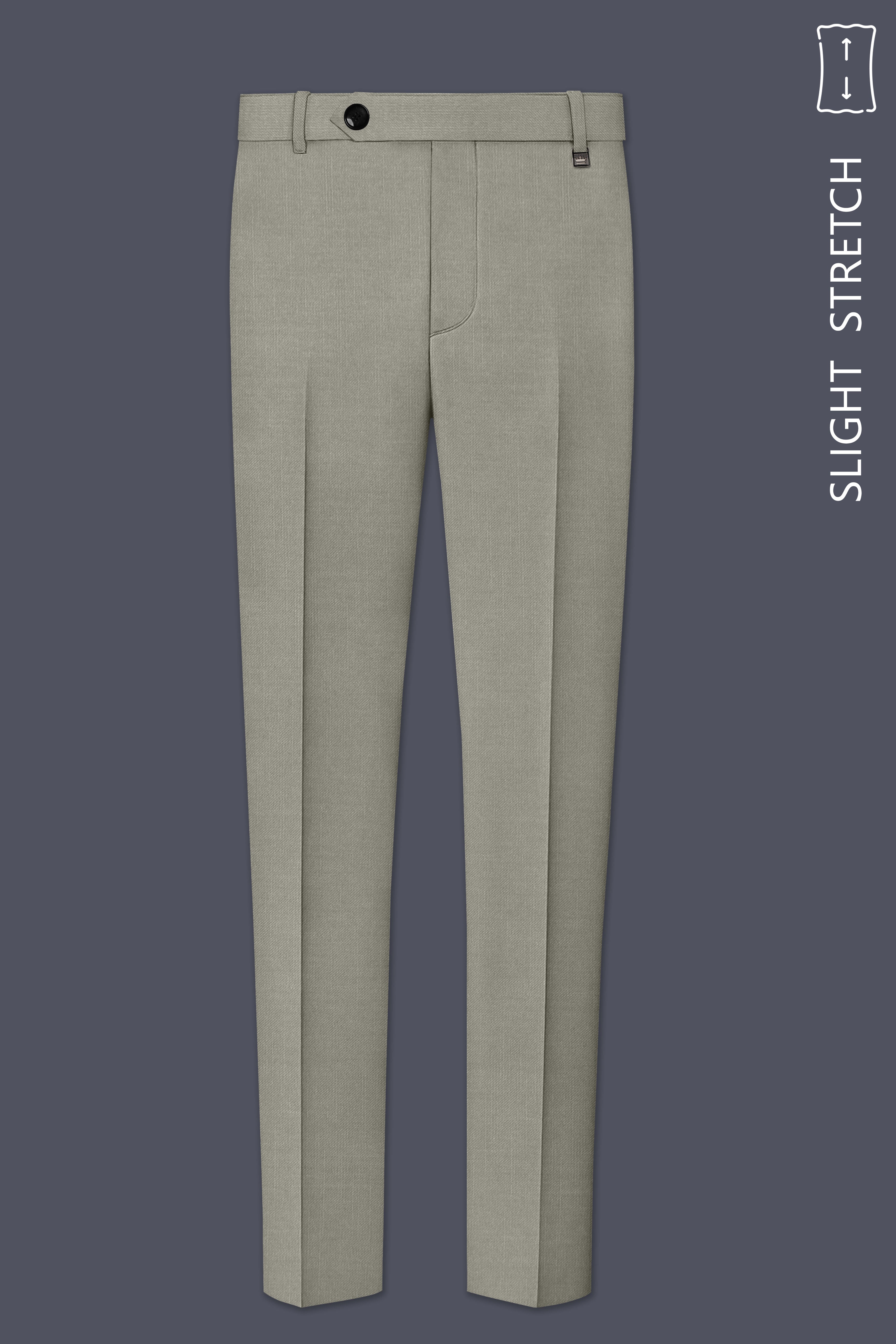 Viridian-Bandicoot Green Wool Rich Slight Stretch Waistband Pant