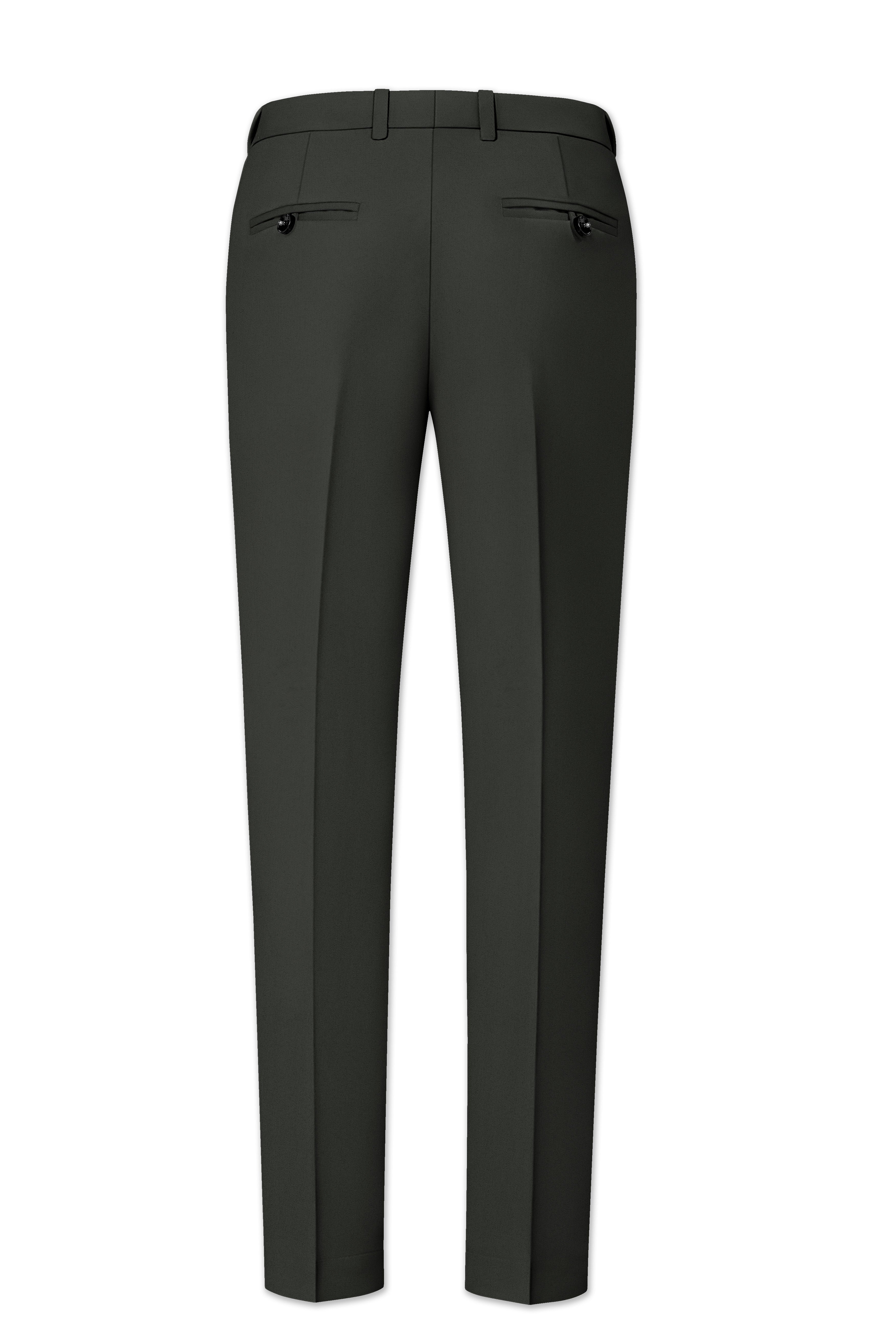 Emeron-Seaweed Green Slight Stretch Subtle Sheen Poly-Viscose Waistband Pant