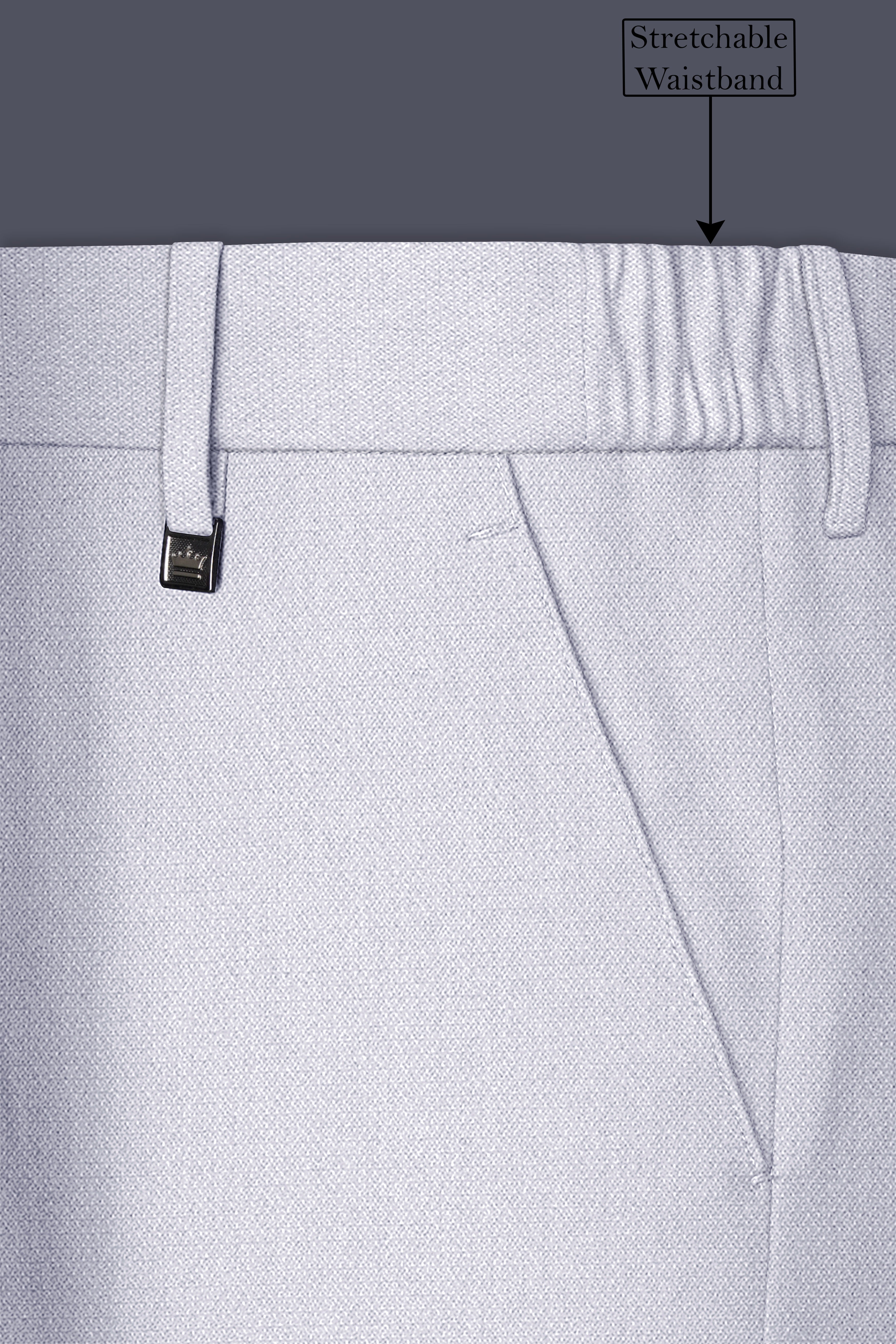 Prism-Chalice Gray Diamond Textured Wool Rich Slight Stretch Waistband Pant