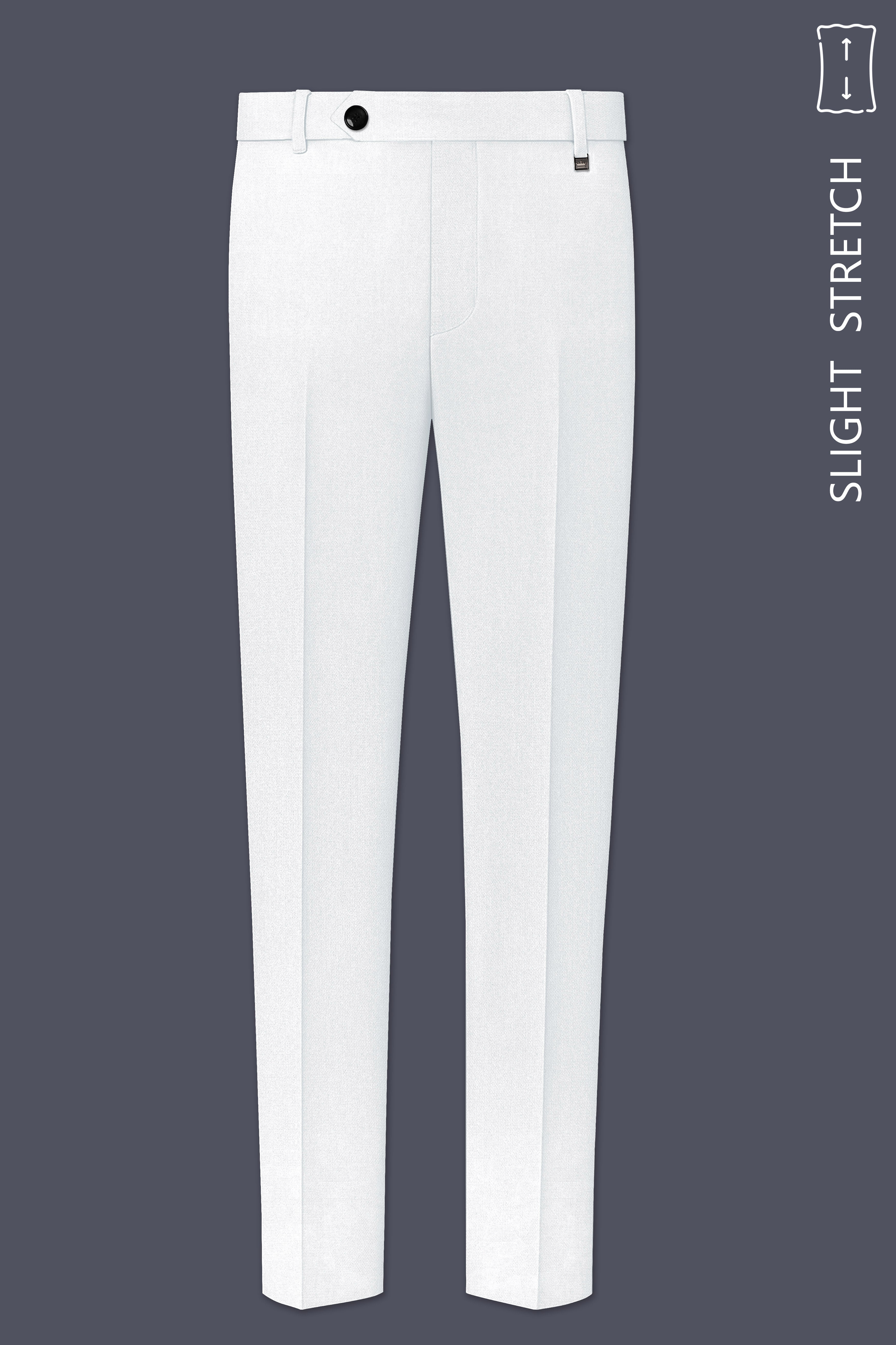 Sterling-Bright White Diamond Textured Wool Rich Slight Stretch Waistband Pant