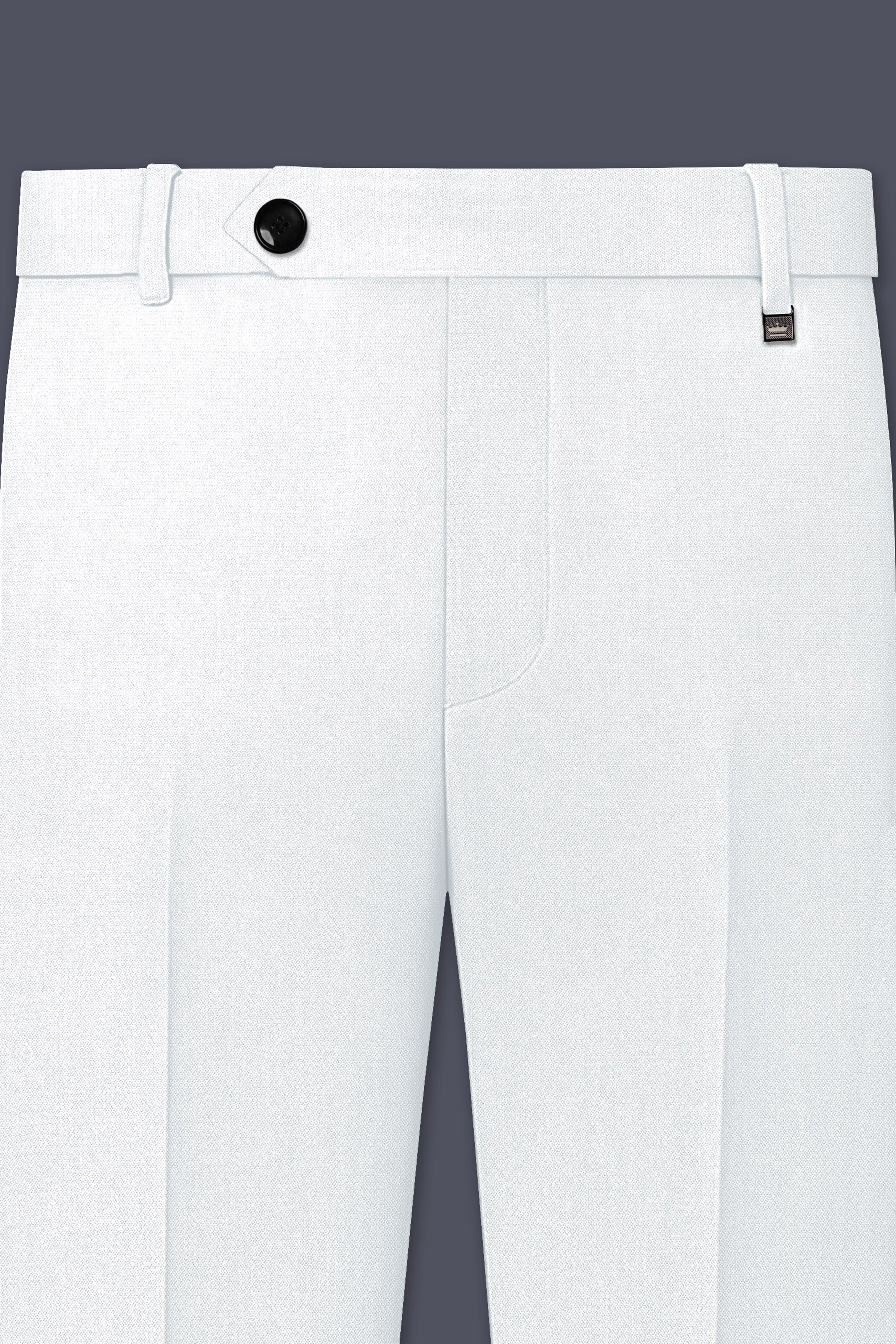 Sterling-Bright White Diamond Textured Wool Rich Slight Stretch Waistband Pant