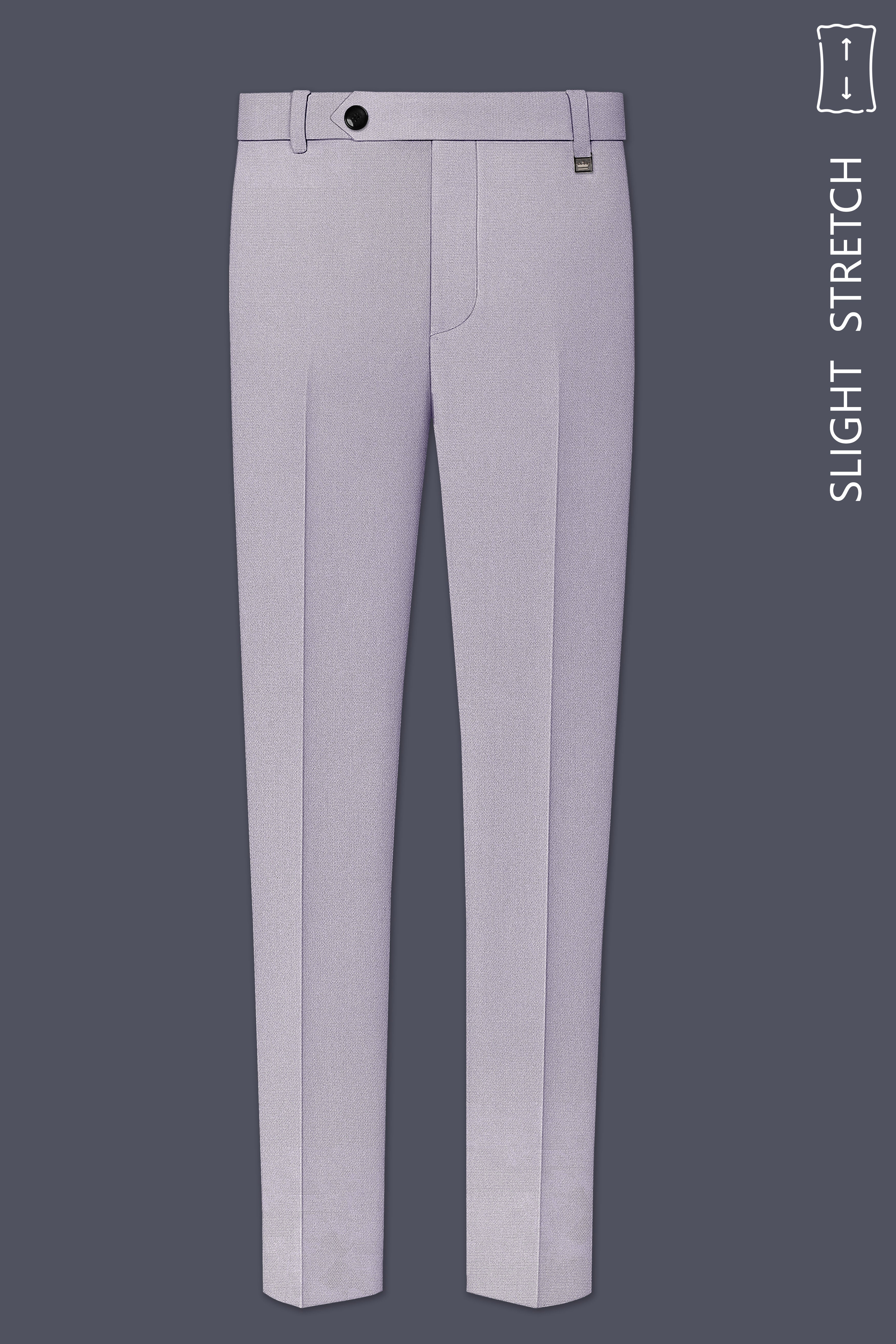 Mist-Spun Pearl Gray Diamond Textured Wool Rich Slight Stretch Waistband Pant