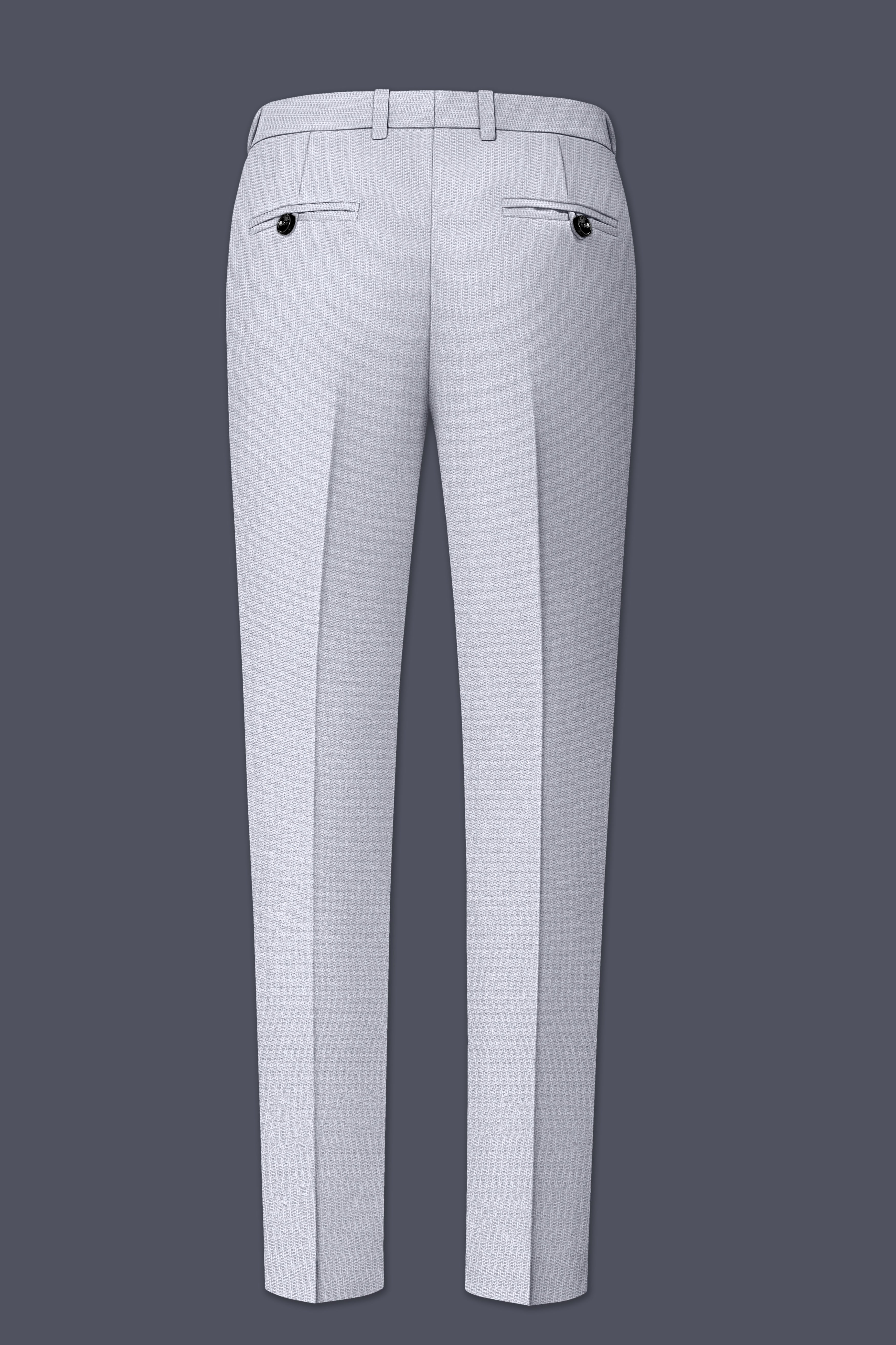 Mist-Spun Pearl Gray Diamond Textured Wool Rich Slight Stretch Waistband Pant