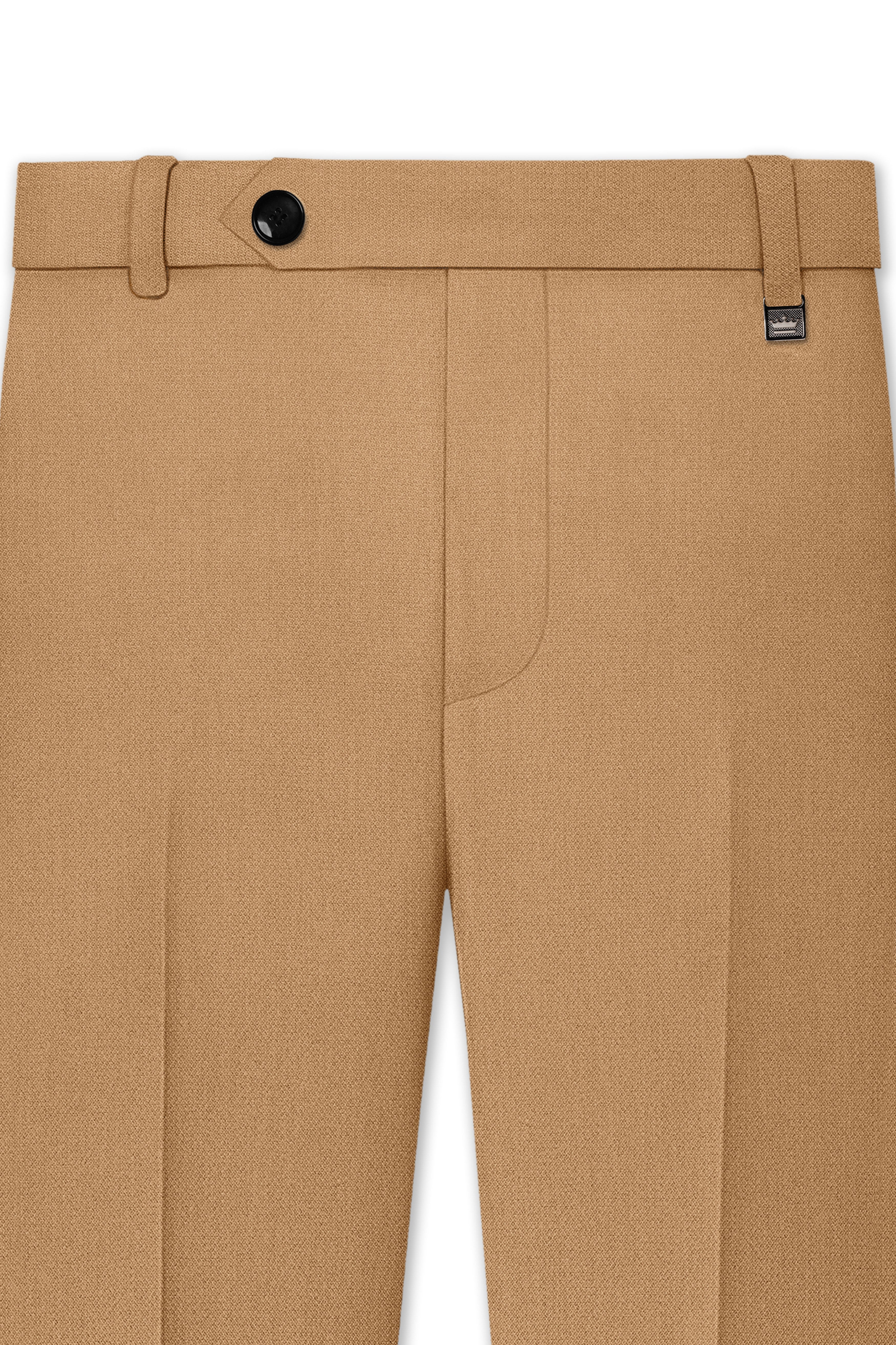Sienna-Teak Brown Diamond Textured Wool Rich Slight Stretch Waistband Pant