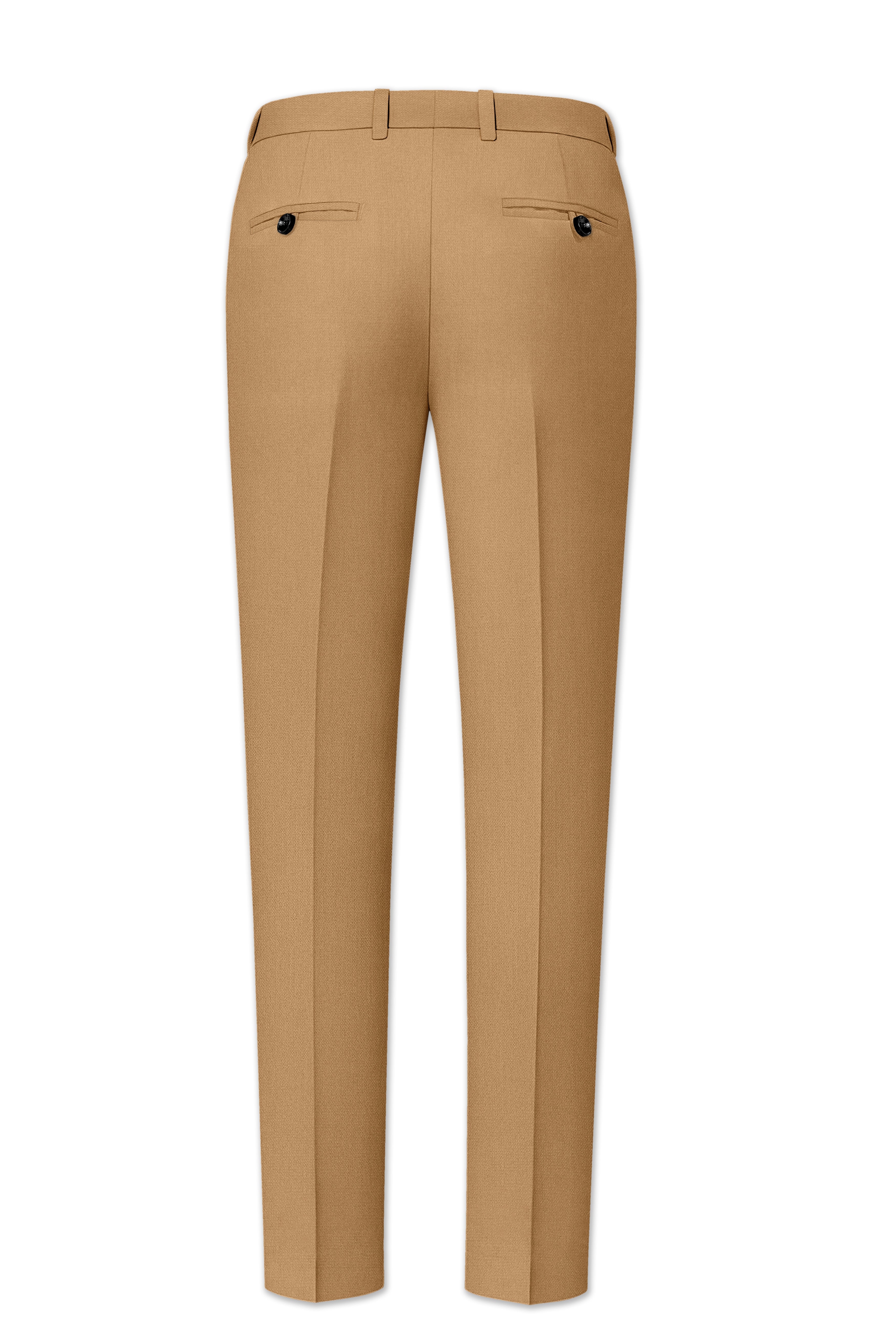 Sienna-Teak Brown Diamond Textured Wool Rich Slight Stretch Waistband Pant