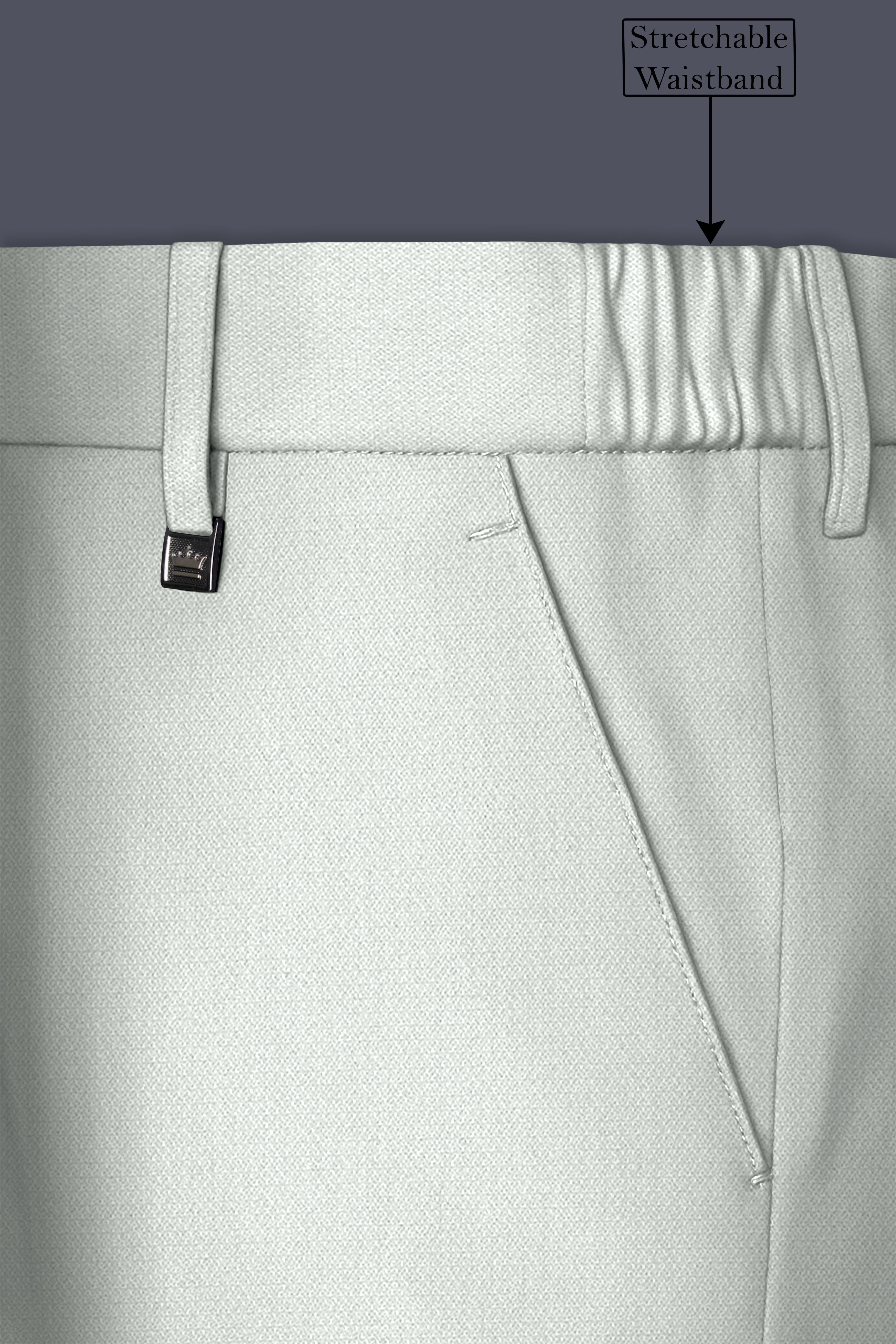 Regent-Noble Gray Diamond Textured Wool Rich Slight Stretch Waistband Pant