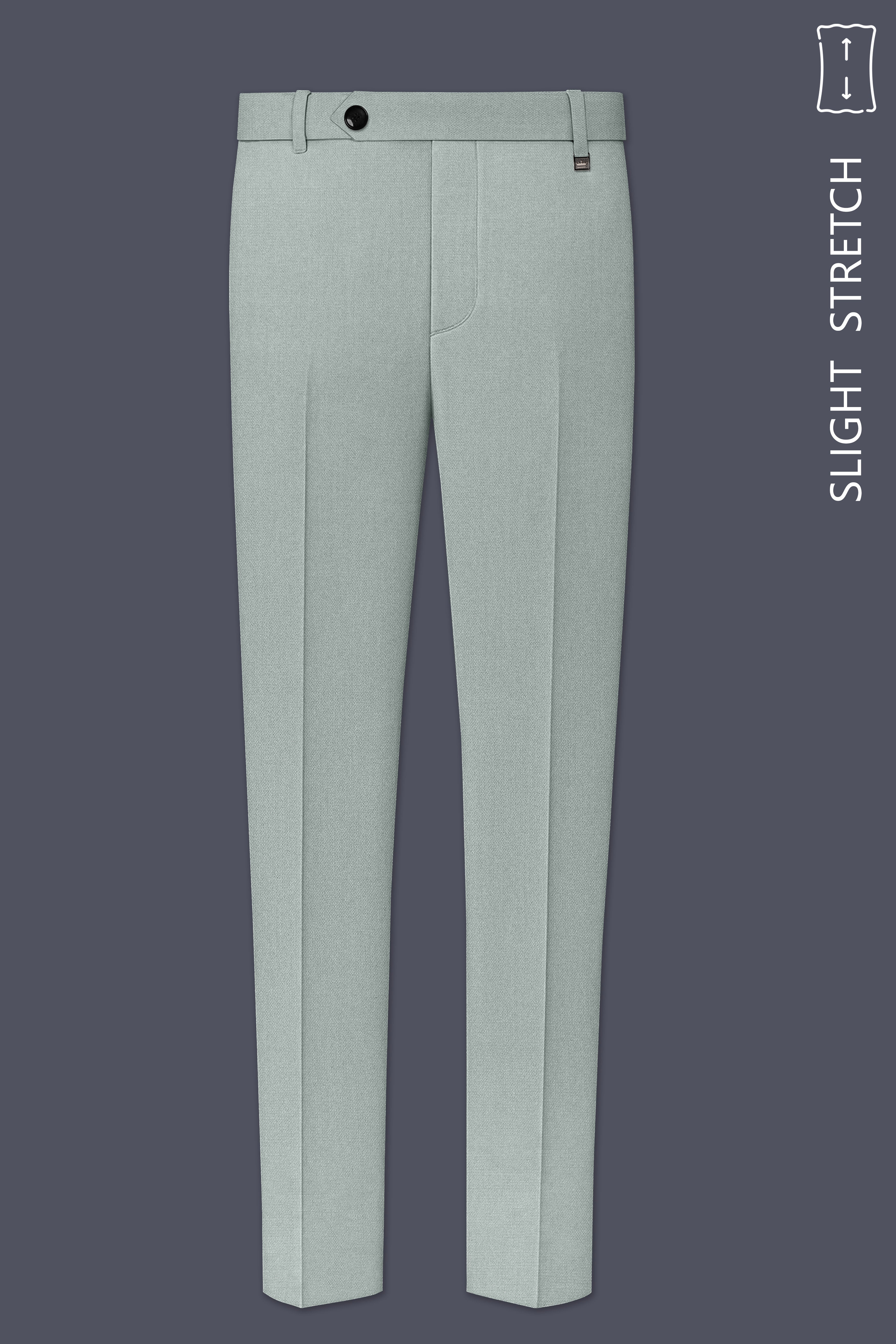 Sylvan-Cascade Green Diamond Textured Wool Rich Slight Stretch Waistband Pant