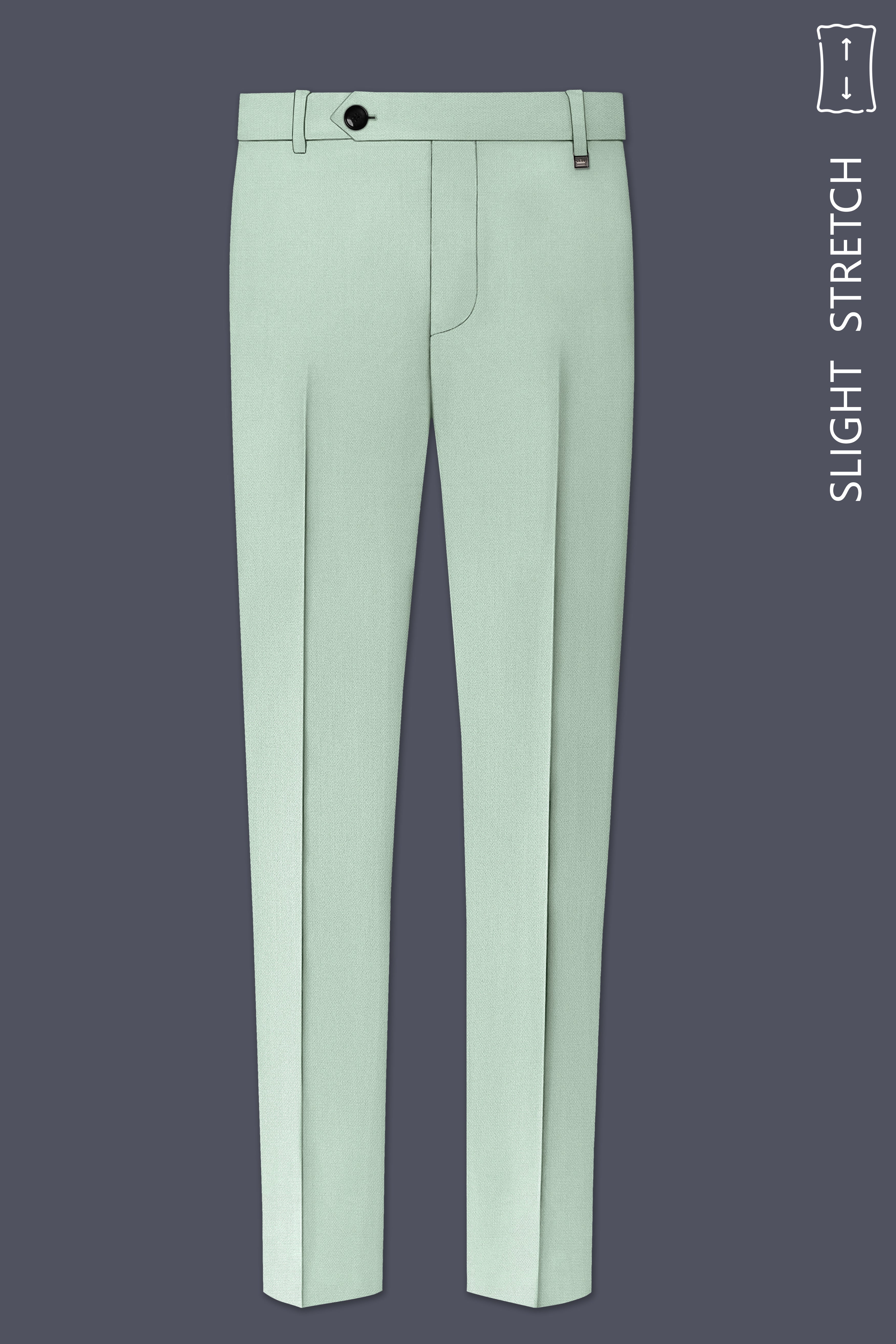 Sylvan-Cascade Green Diamond Textured Wool Rich Slight Stretch Waistband Pant