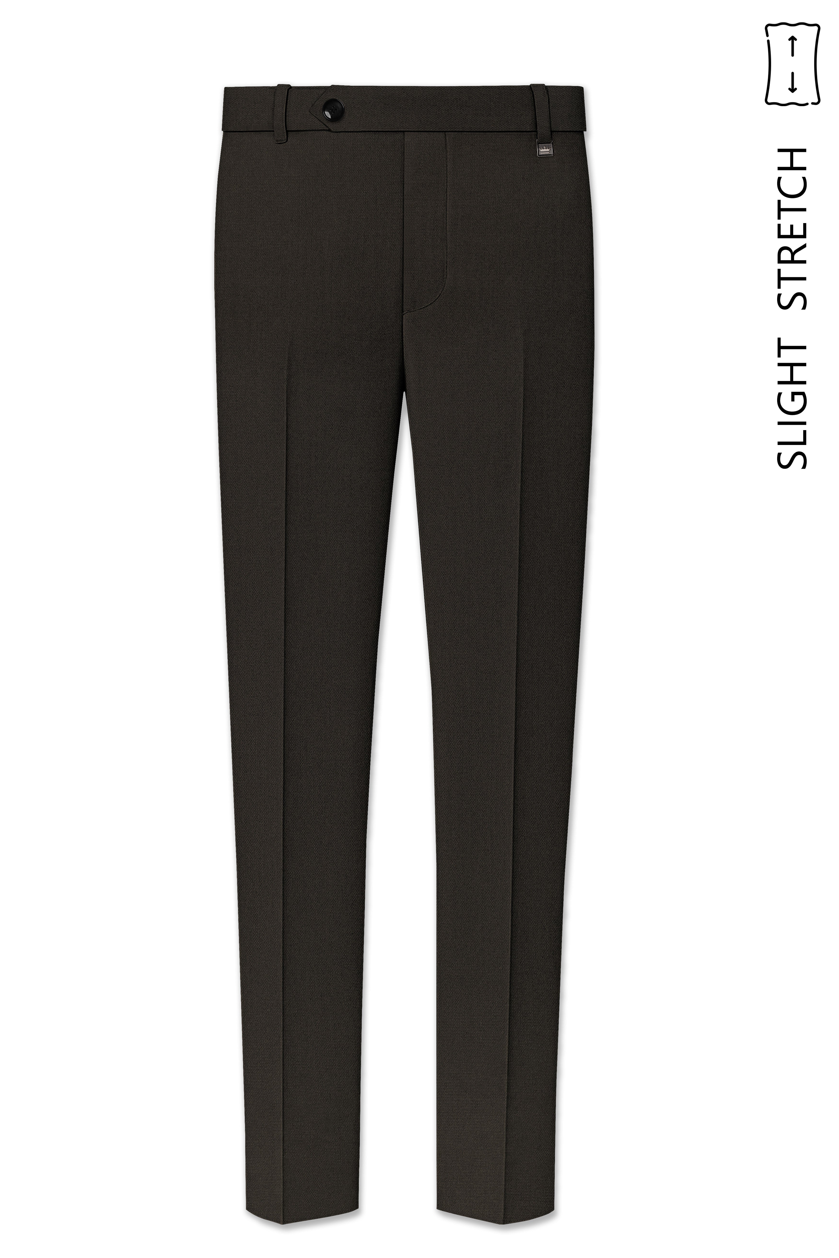 Velaro-Rangoon Green Diamond Textured Wool Rich Slight Stretch Waistband Pant